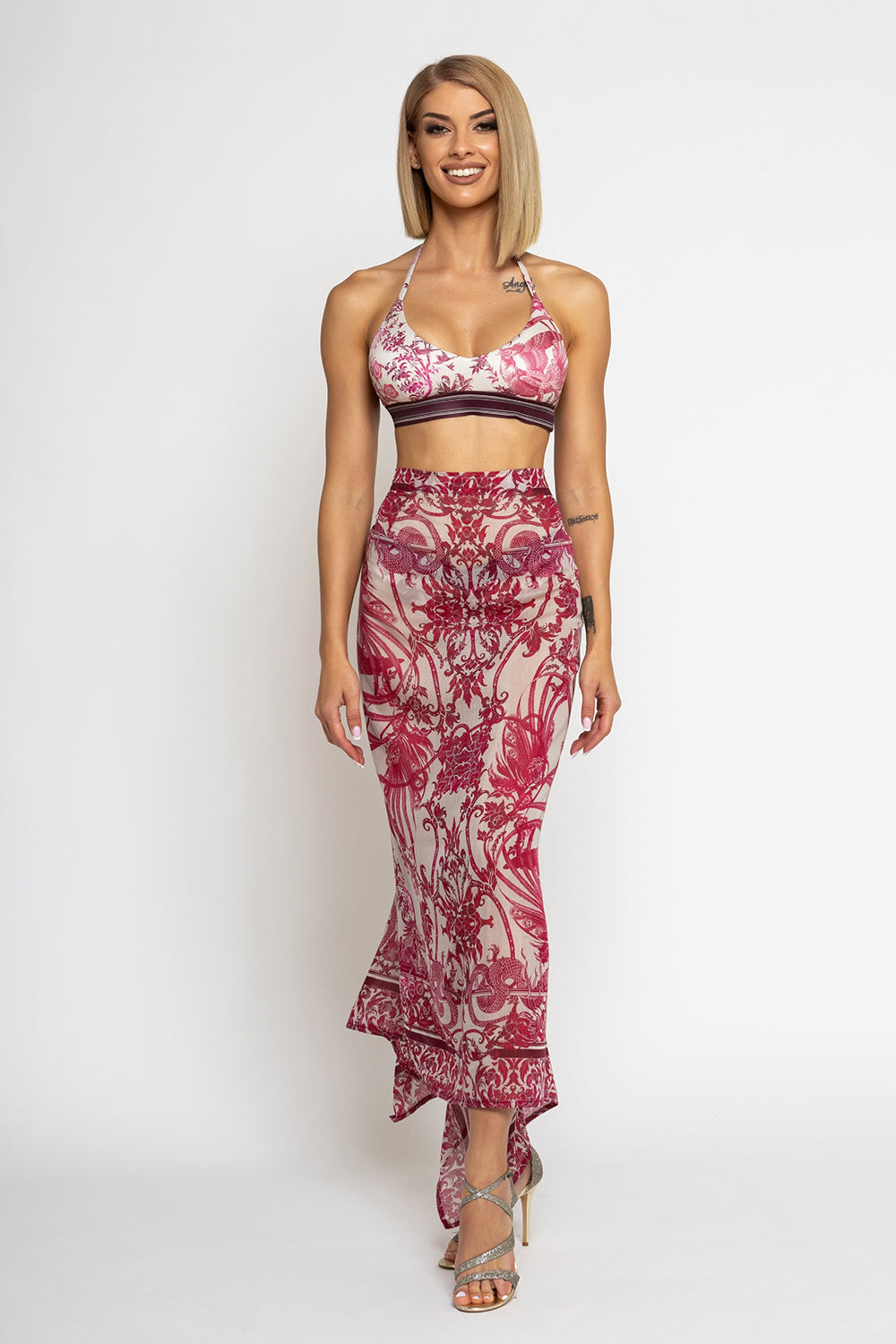 COTTON SILK PAREO AND SCARF SET - ASIA BORDEAUX