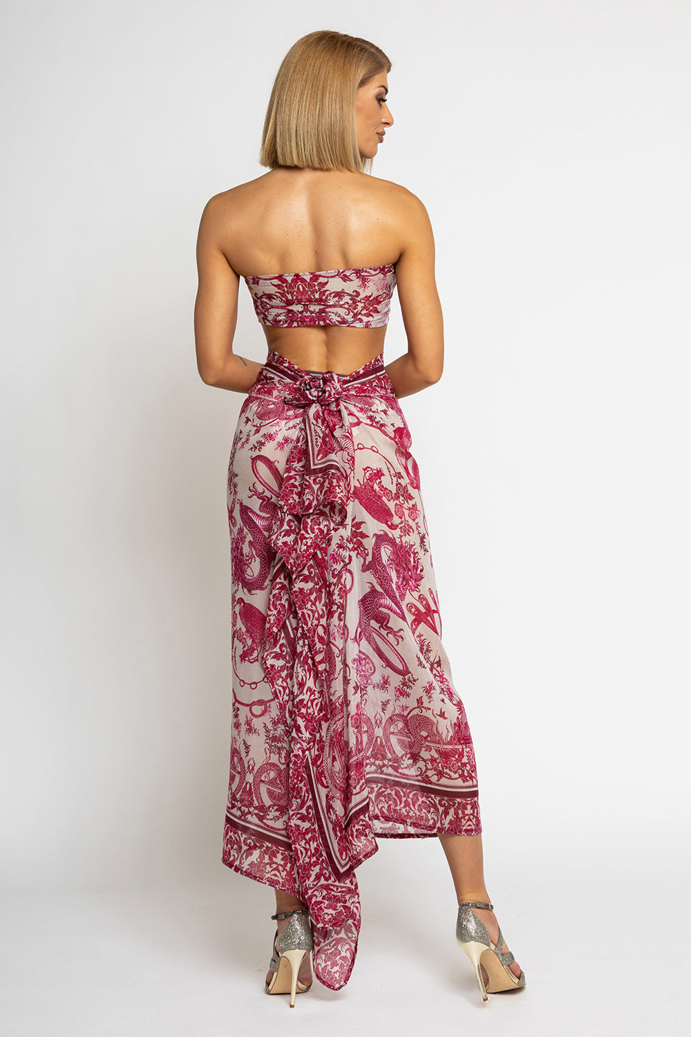 COTTON SILK PAREO AND SCARF SET - ASIA BORDEAUX