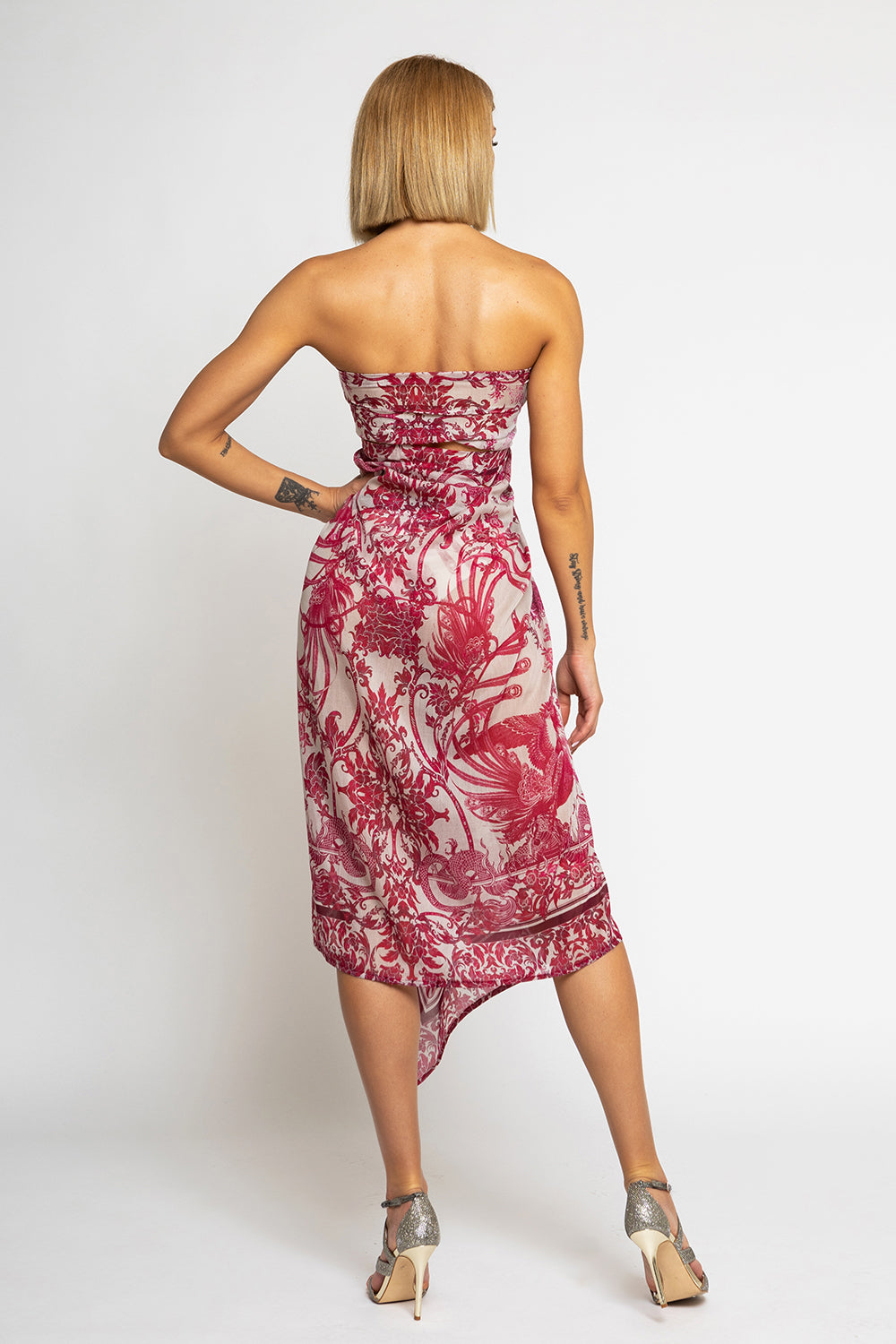 COTTON SILK PAREO AND SCARF SET - ASIA BORDEAUX