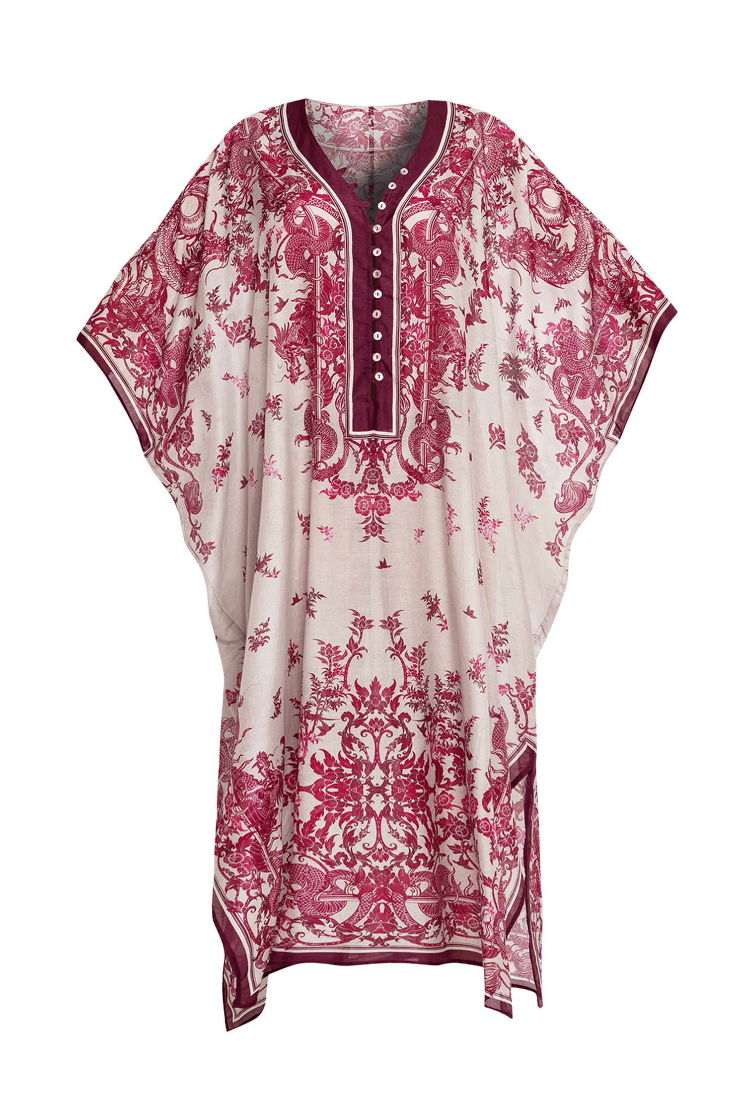 Caftan en coton de soie - Asie Bordeaux