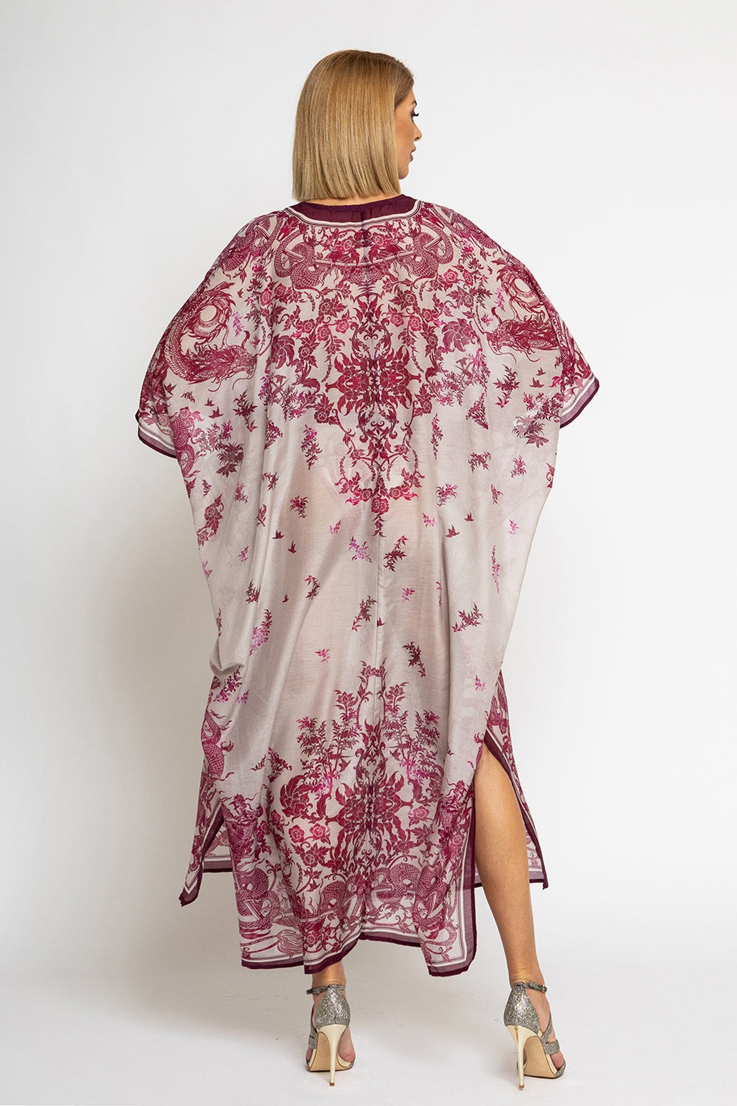 SILK COTTON CAFTAN - ASIA BORDEAUX