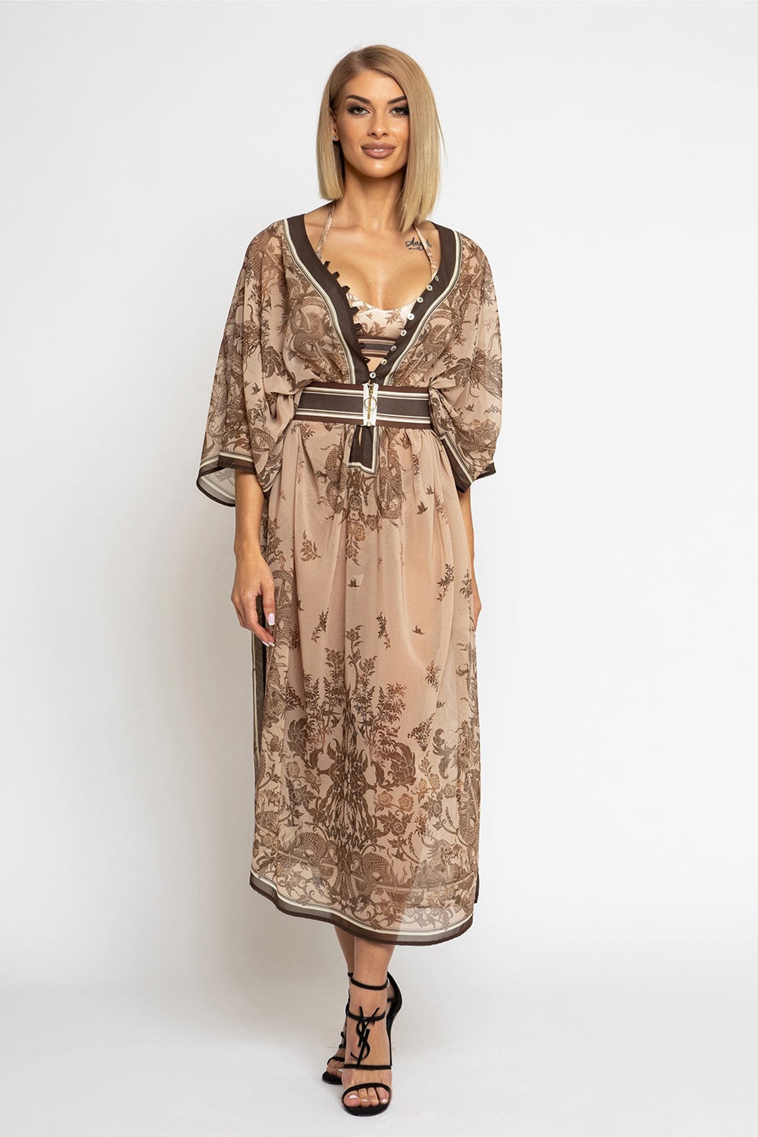 Caftan en coton de soie - beige Asie