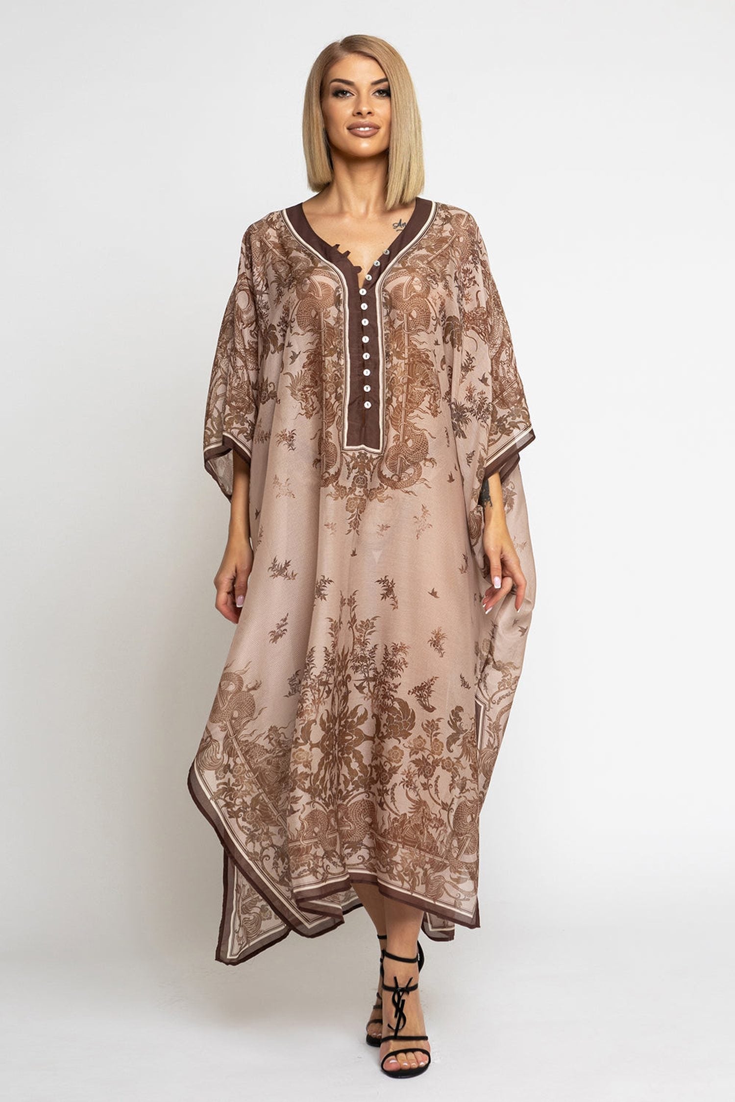 Caftan en coton de soie - beige Asie