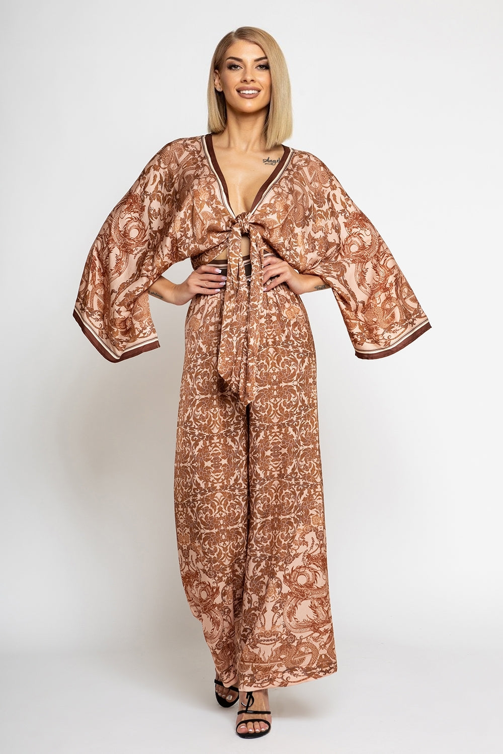 VISCOSE CROP KIMONO - ASIA BEIGE