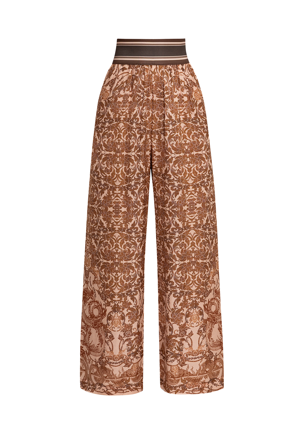 LOOSE PANTS AND VISCOSE SCARF SET - ASIA BEIGE
