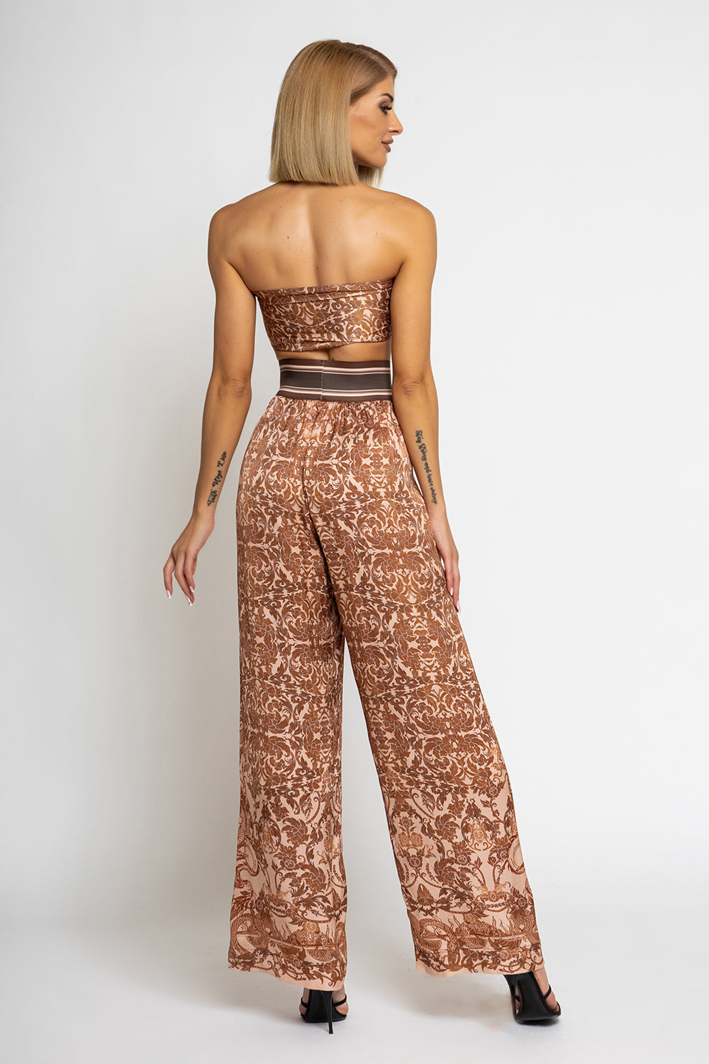 LOOSE PANTS AND VISCOSE SCARF SET - ASIA BEIGE