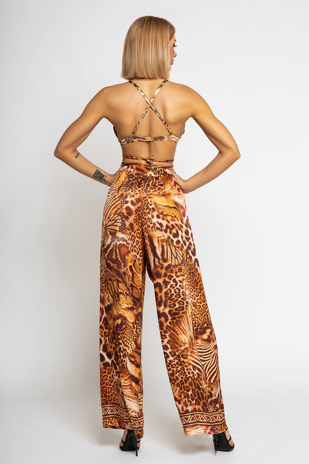 TWILL VISCOSE LOOSE FIT PANTS WITH POCKETS - LEO SAND
