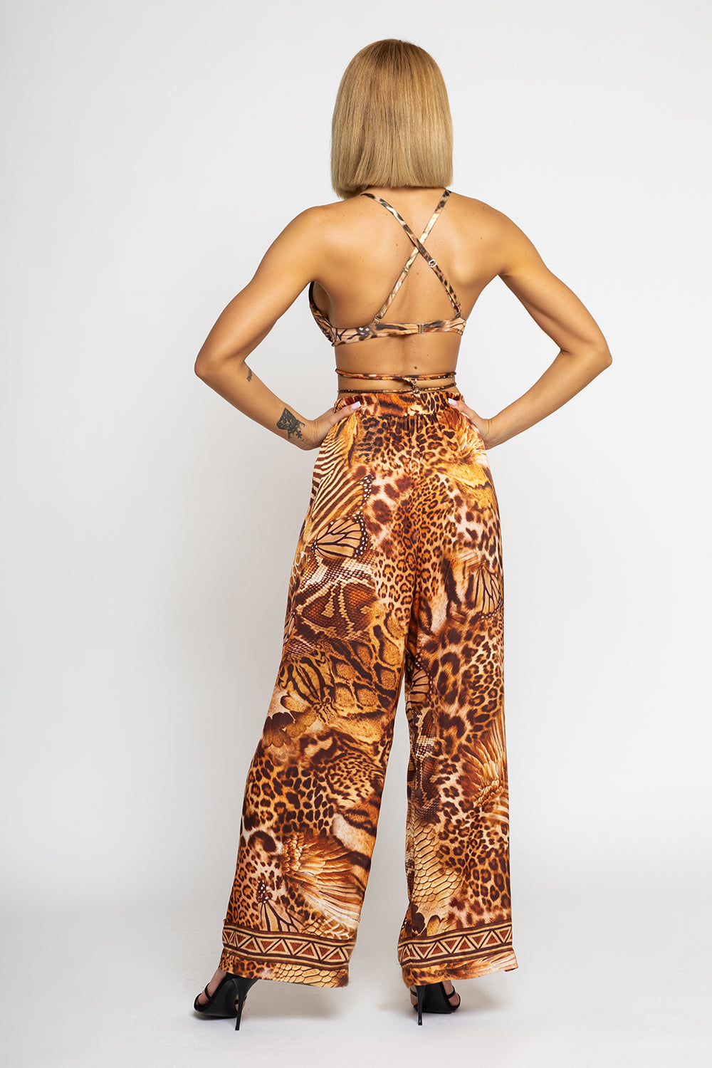 TWILL VISCOSE LOOSE FIT PANTS WITH POCKETS - LEO SAND