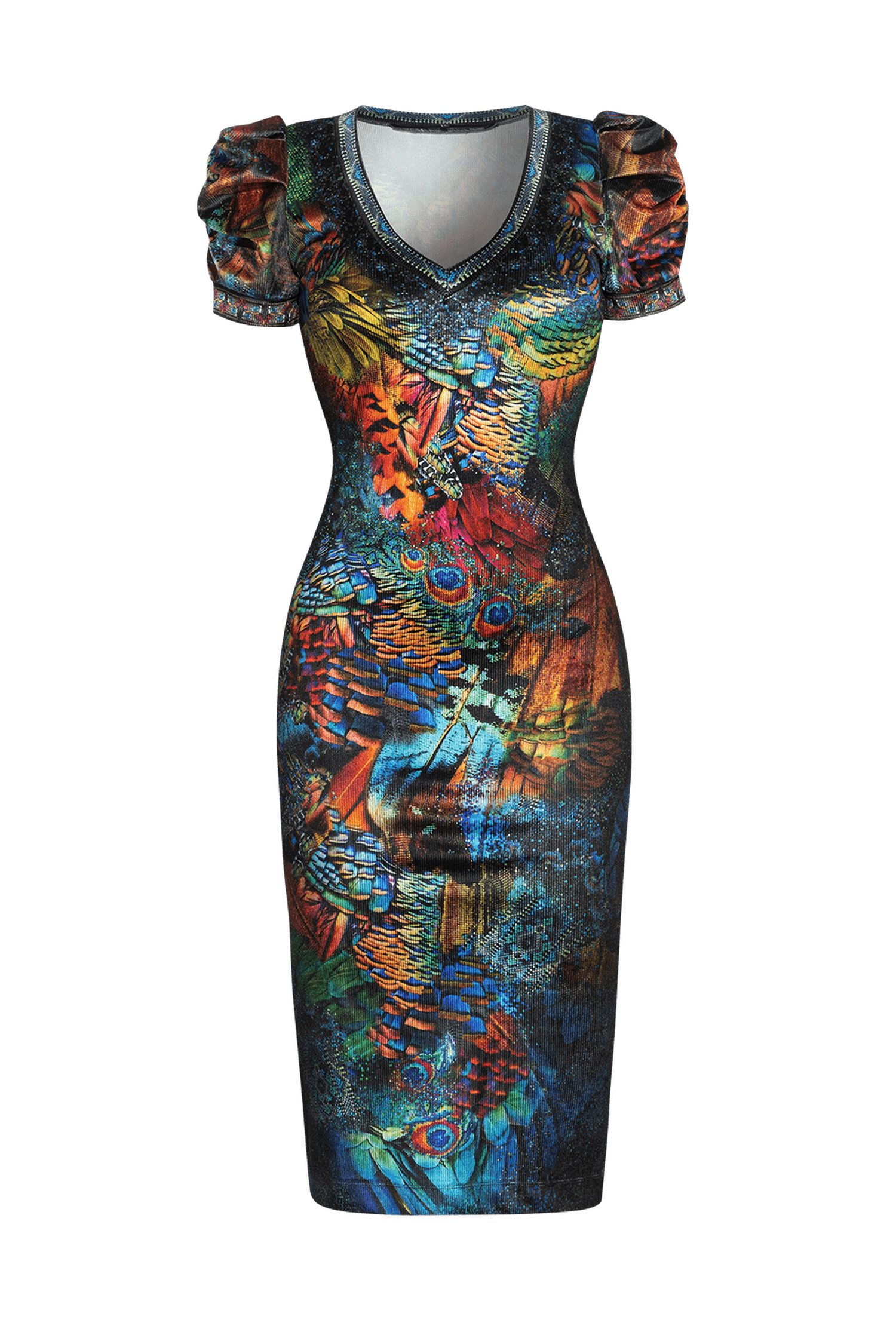 Robe en velours côtelé avec manches bouffantes - Amazonia