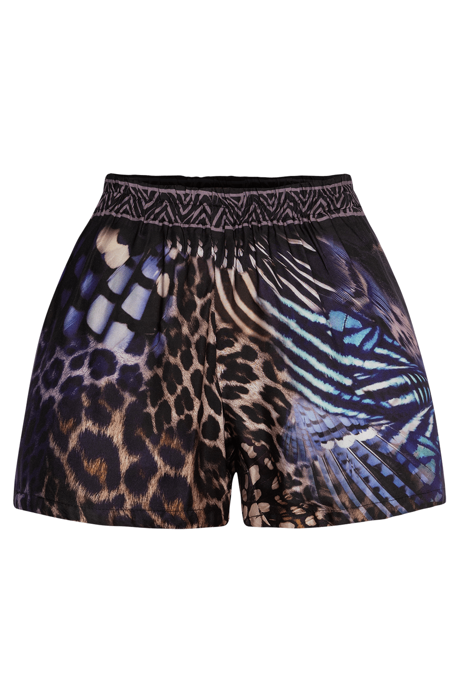 SHORTS EN VISCOSE SATINÉE POUR FEMMES - LÉOPARD NÉON FONCÉ