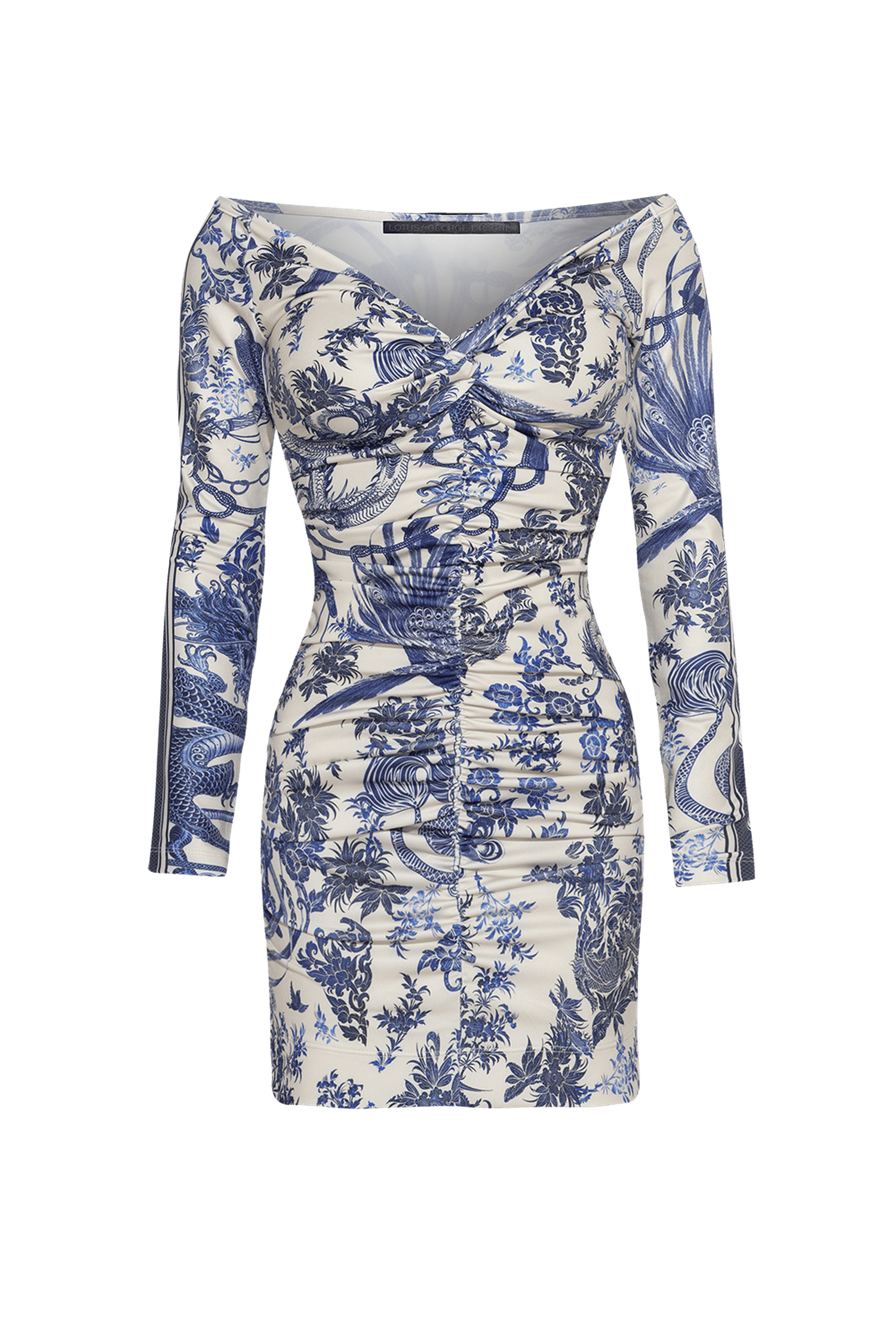 DRESS WITH FRONT KNOT AND RUCHING - ASIA SKY JIORO РОКЛЯ С ДЪЛЪГ РЪКАВ И НАБОРИ - ASIA SKY JIORO