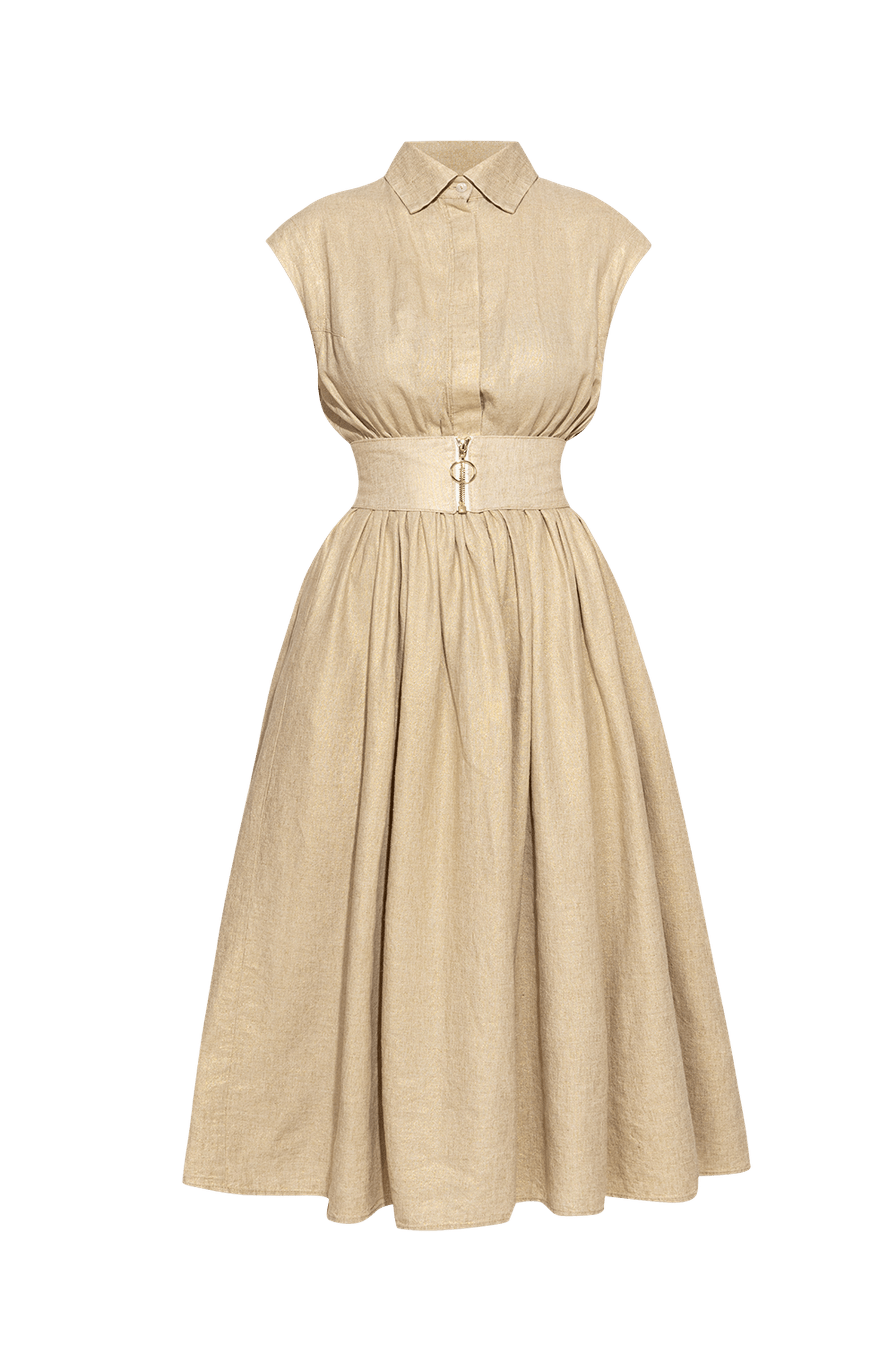 ROBE LONGUE EN LIN AVEC CEINTURE AMOVIBLE - ESSENTIELS