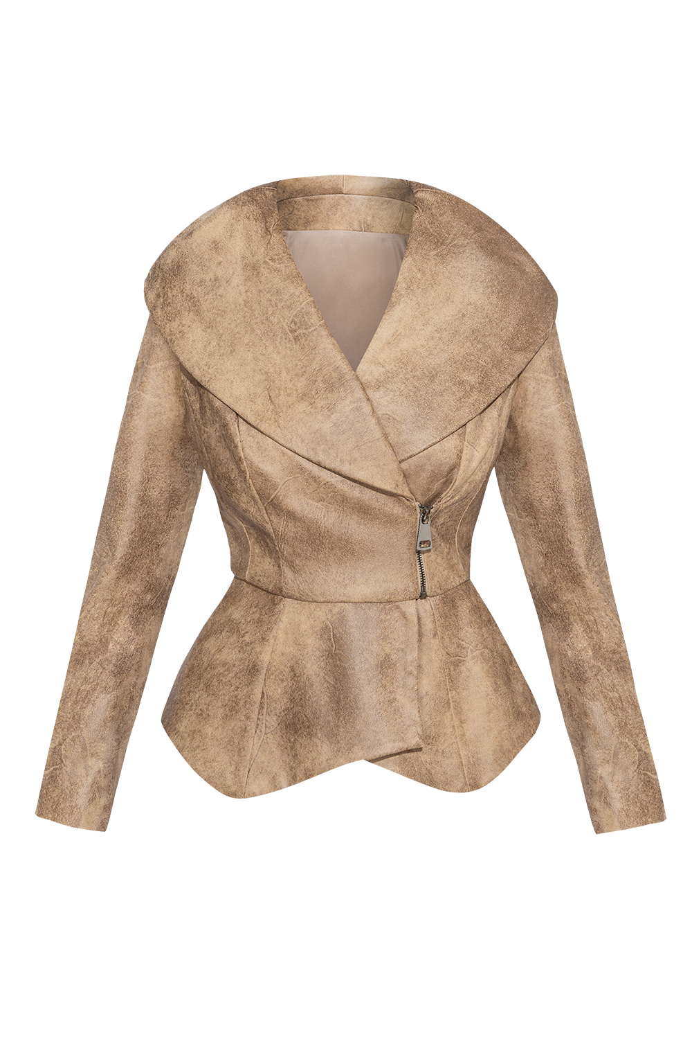 SUEDE-LOOK BLAZER WITH ASYMMETRICAL CLOSURE IN CAPPUCINO- ESSENTIALS
