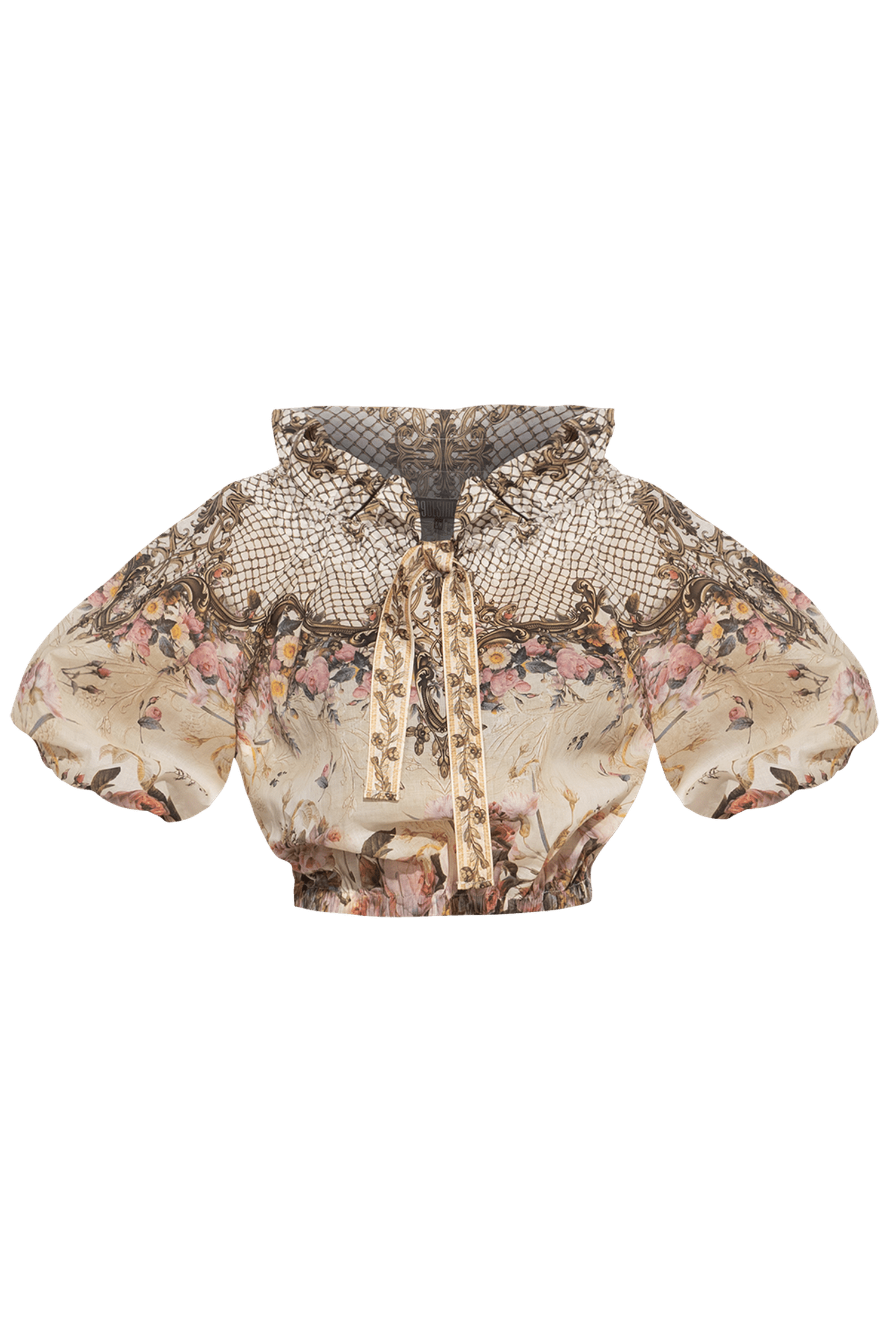 Chemise en coton avec un col affirmé - Fleurs baroques
