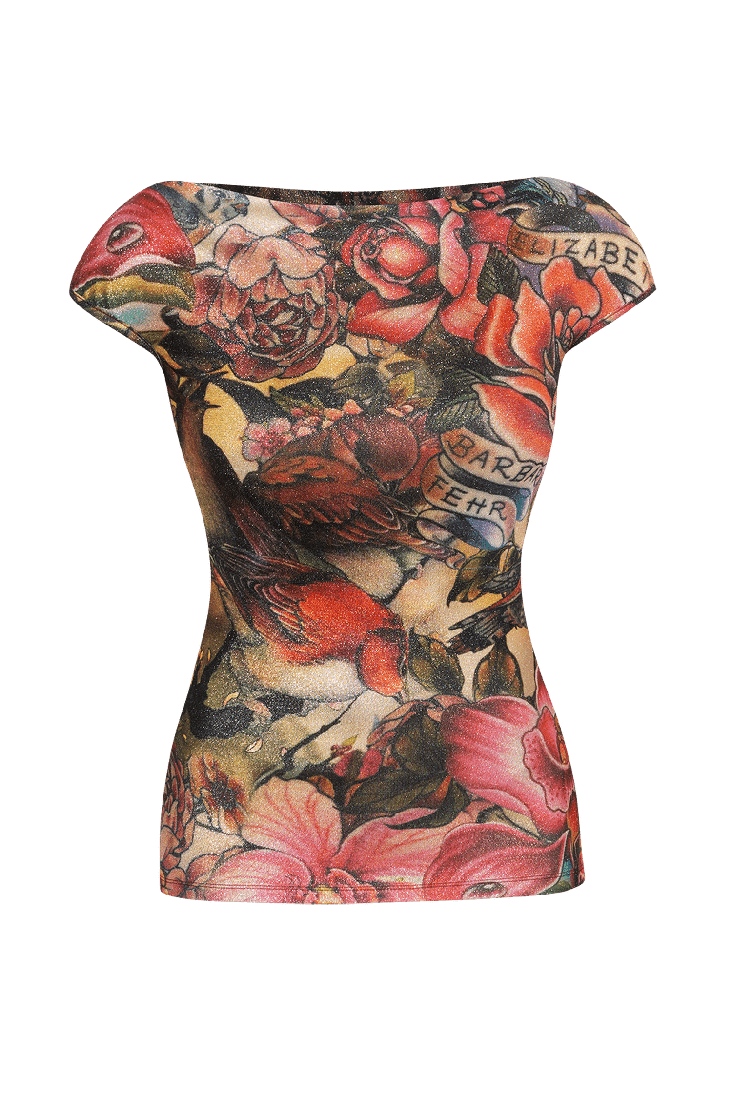 DESIGNER TOP WITH SHORT SLEEVES AND SHINE - TATTOO STAR JIORO ДИЗАЙНЕРСКИ ТОП С КЪС РЪКАВ С БЛЯСЪК - TATTOO STAR JIORO