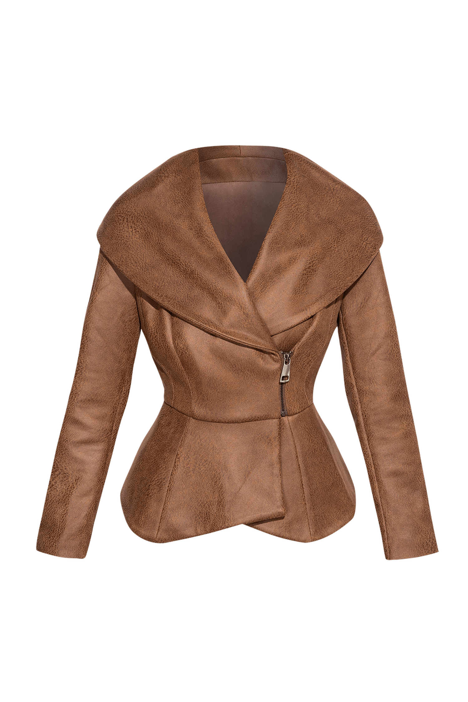 SUEDE-LOOK BLAZER WITH ASYMMETRICAL CLOSURE  IN BROWN- ESSENTIALS