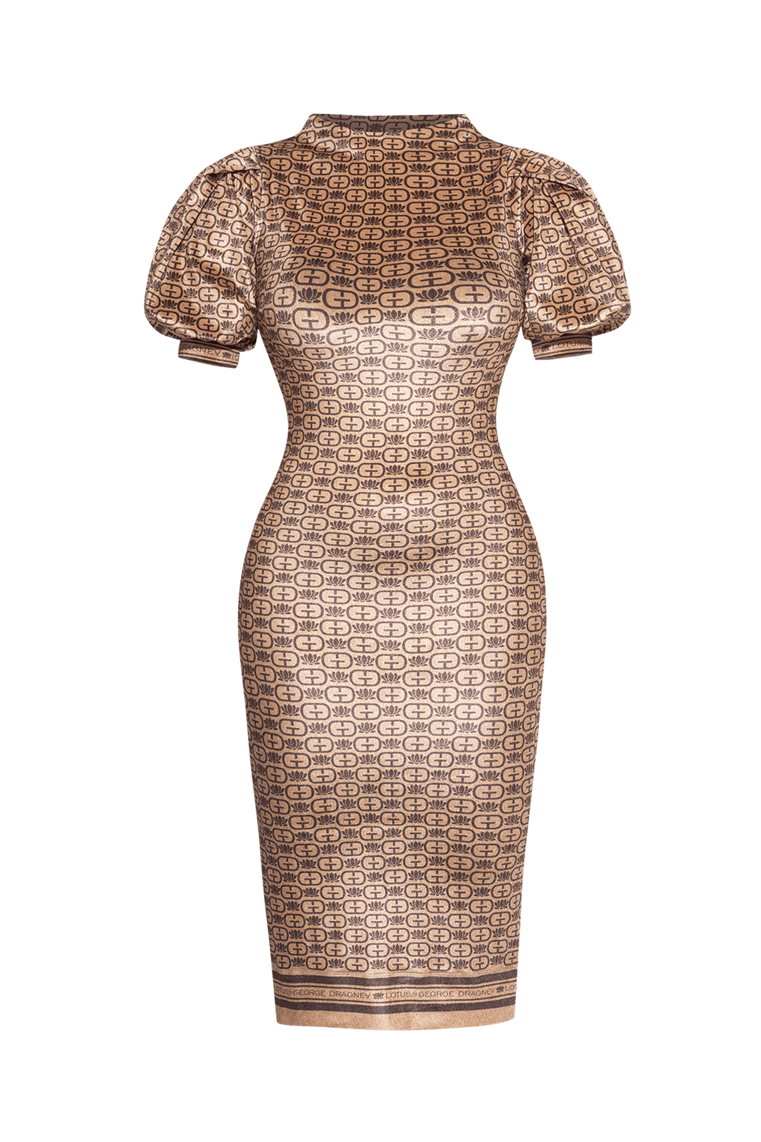 ROBE AJUSTÉE EN VELOURS LISSE - LOGO MARRON FONCÉ