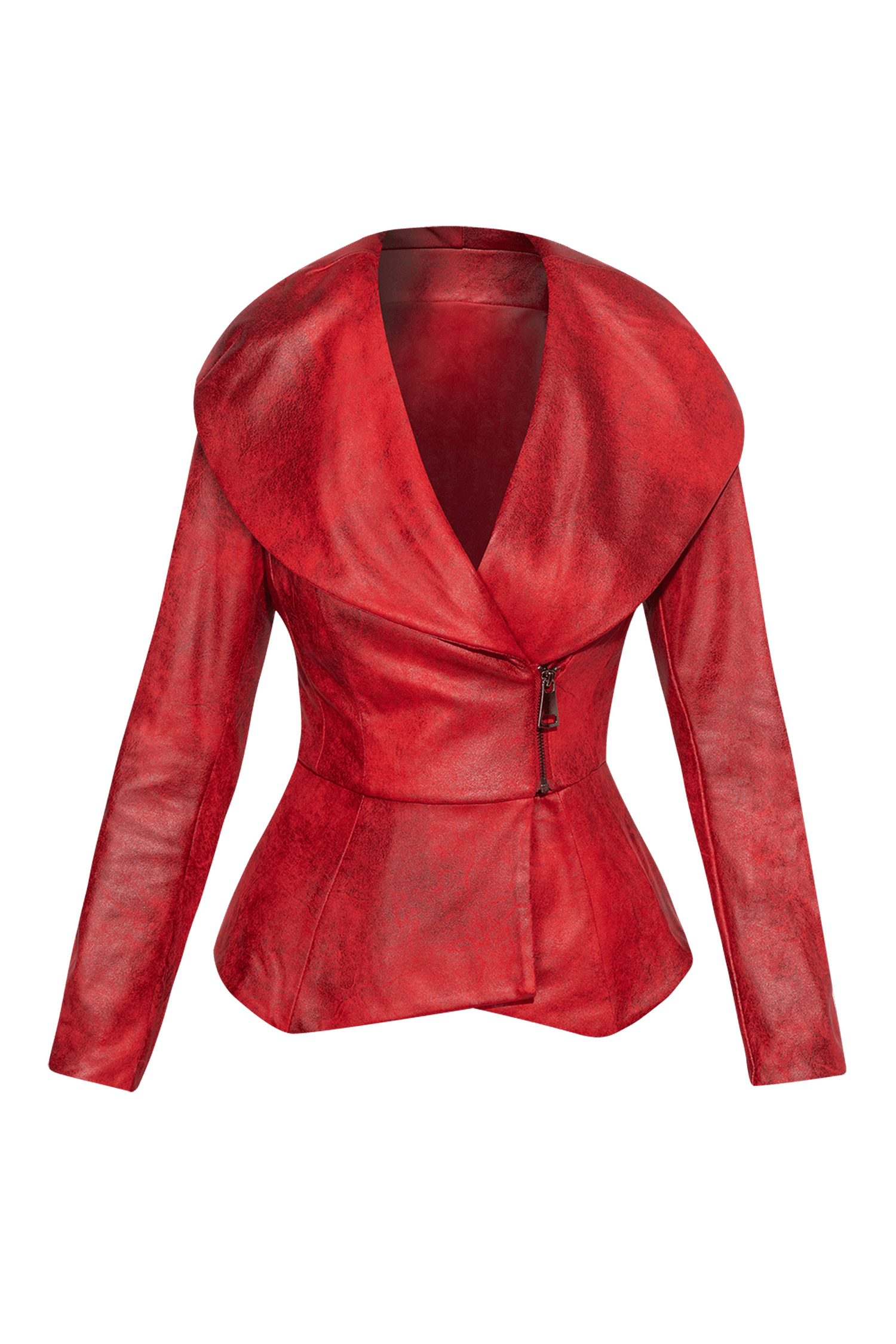 Blazer aspect daim avec fermeture asymétrique en rouge - Essentiels