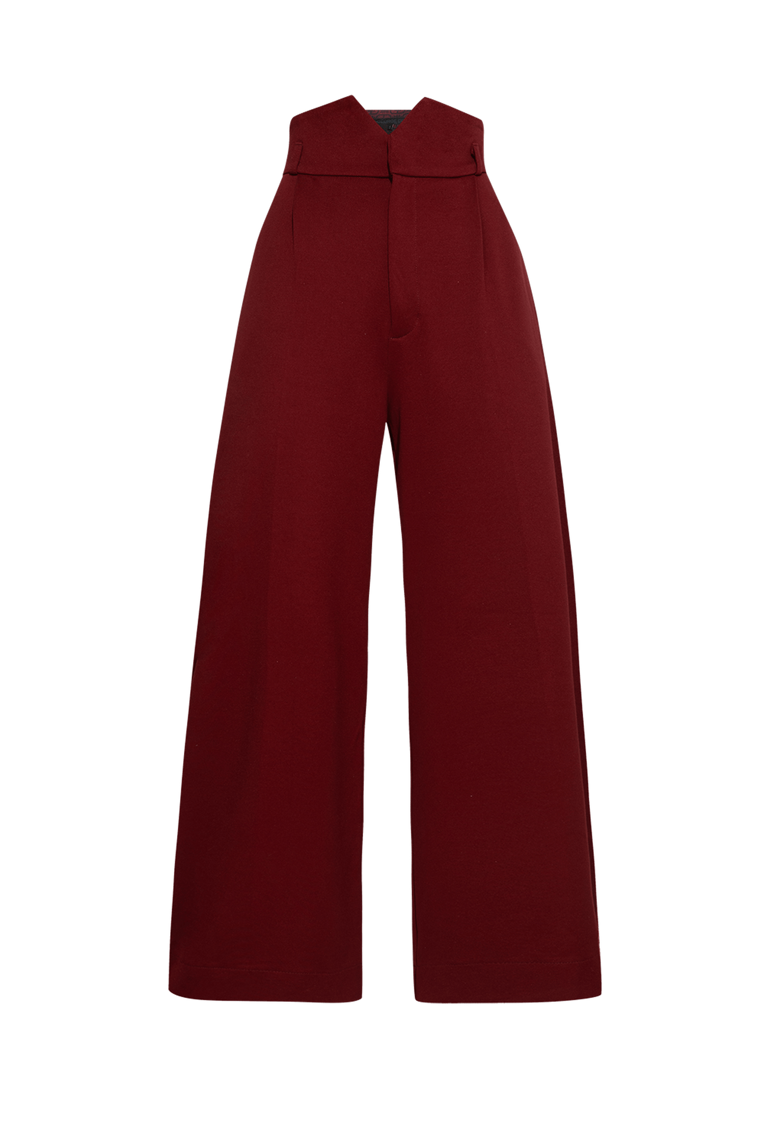 PANTALONS BORDEAUX ESSENTIELS EN MÉLANGE DE VISCOSE TAILLE HAUTE