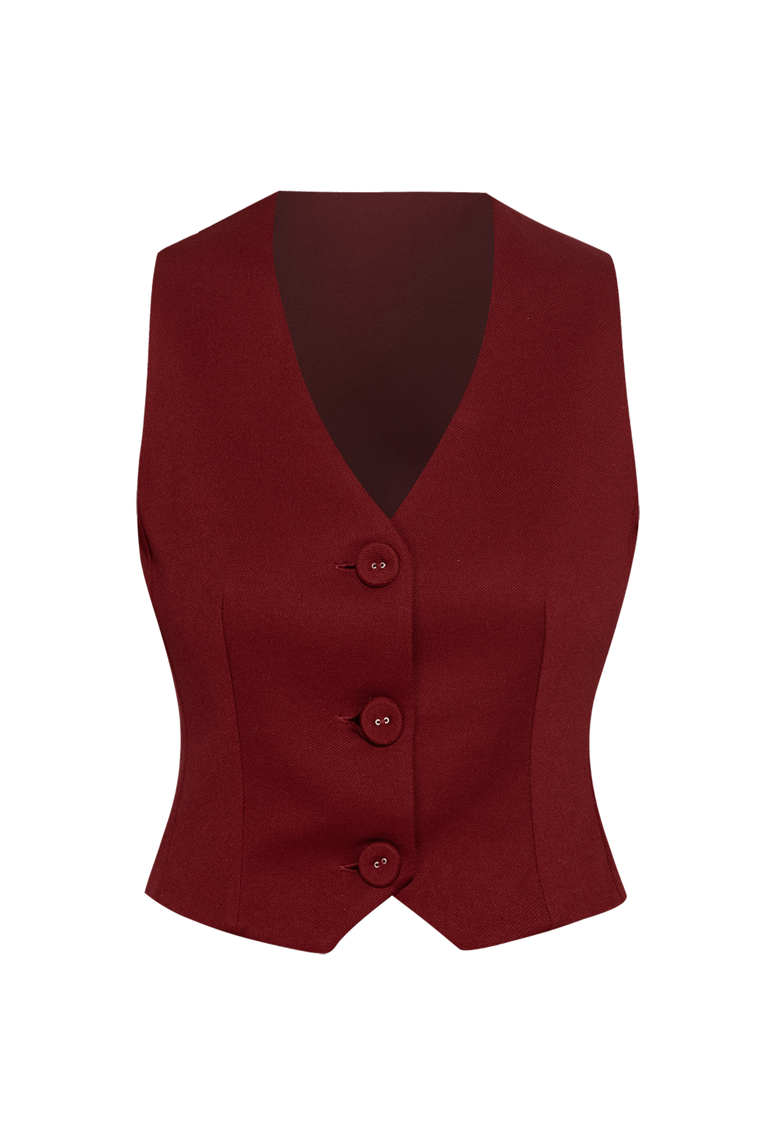 VISCOSE BLEND VEST IN BURGUNDY - ESSENTIALS