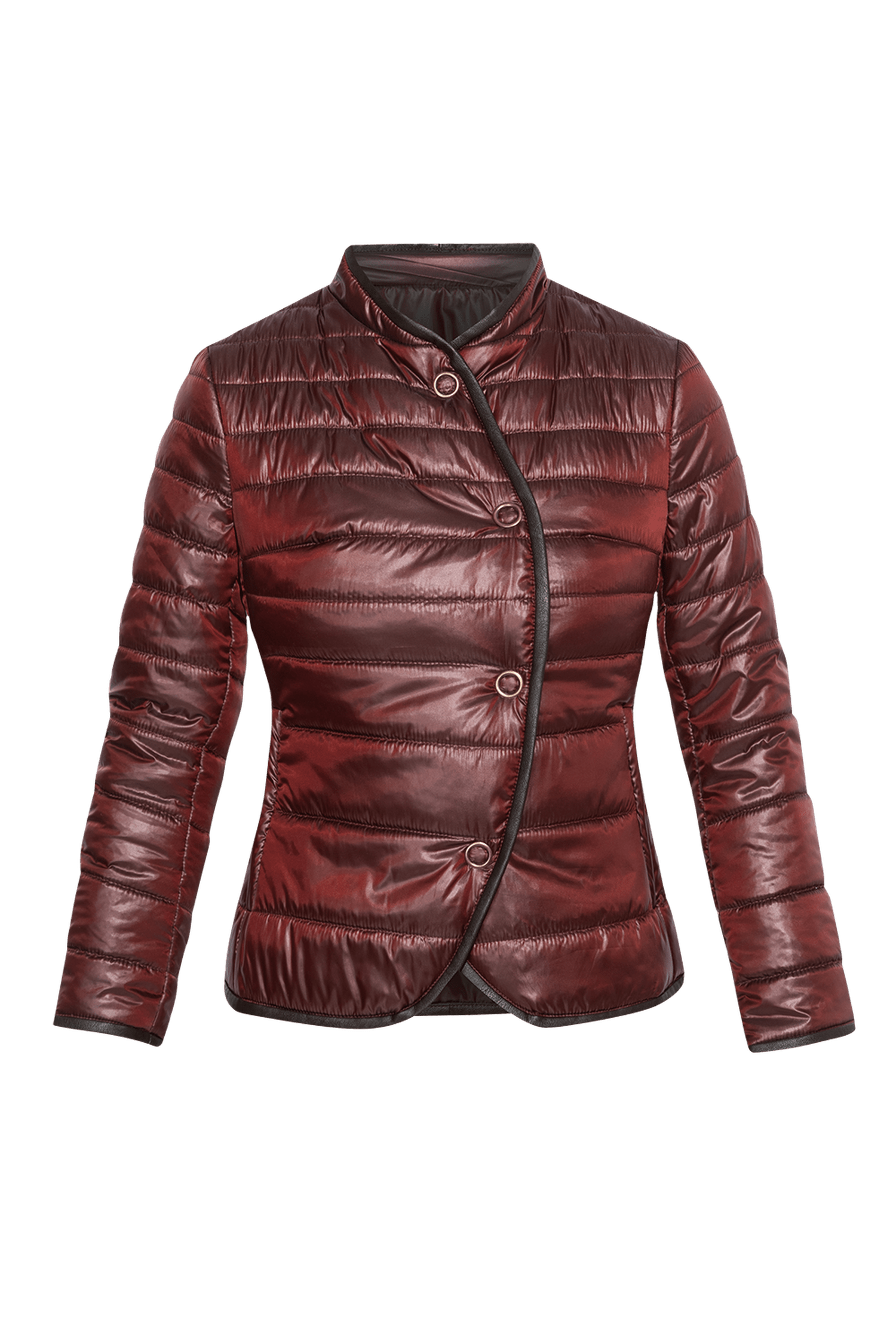 LIGHTLY COATED JACKET WITH QUILTED LINING IN BURGUNDY - ESSENTIALS JIORO ЯКЕ ОТ ПРОМАЗКА В БОРДО - ESSENTIALS JIORO