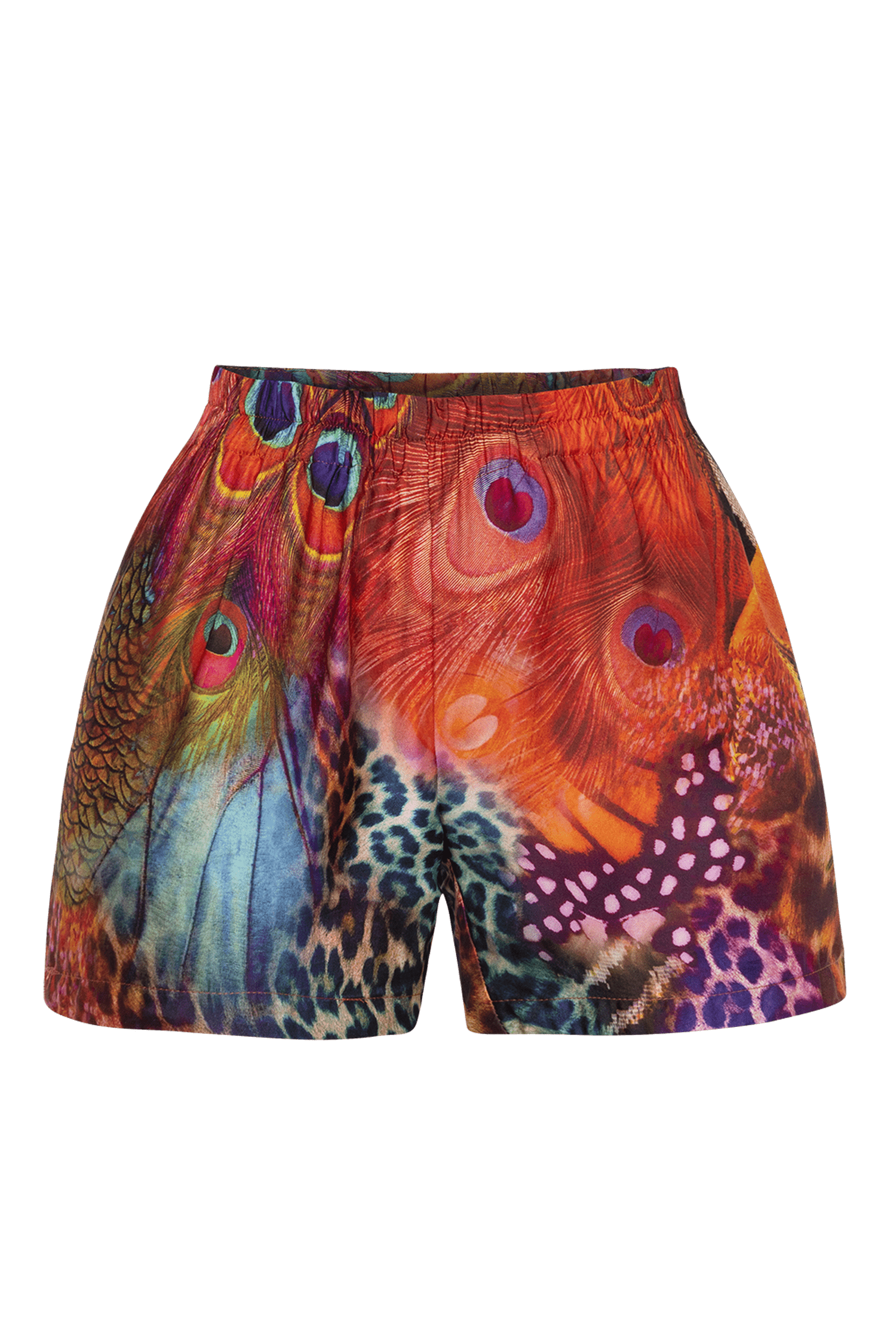 SHORTS EN VISCOSE SATINÉE POUR FEMMES - LÉOPARD NÉON SAUVAGE