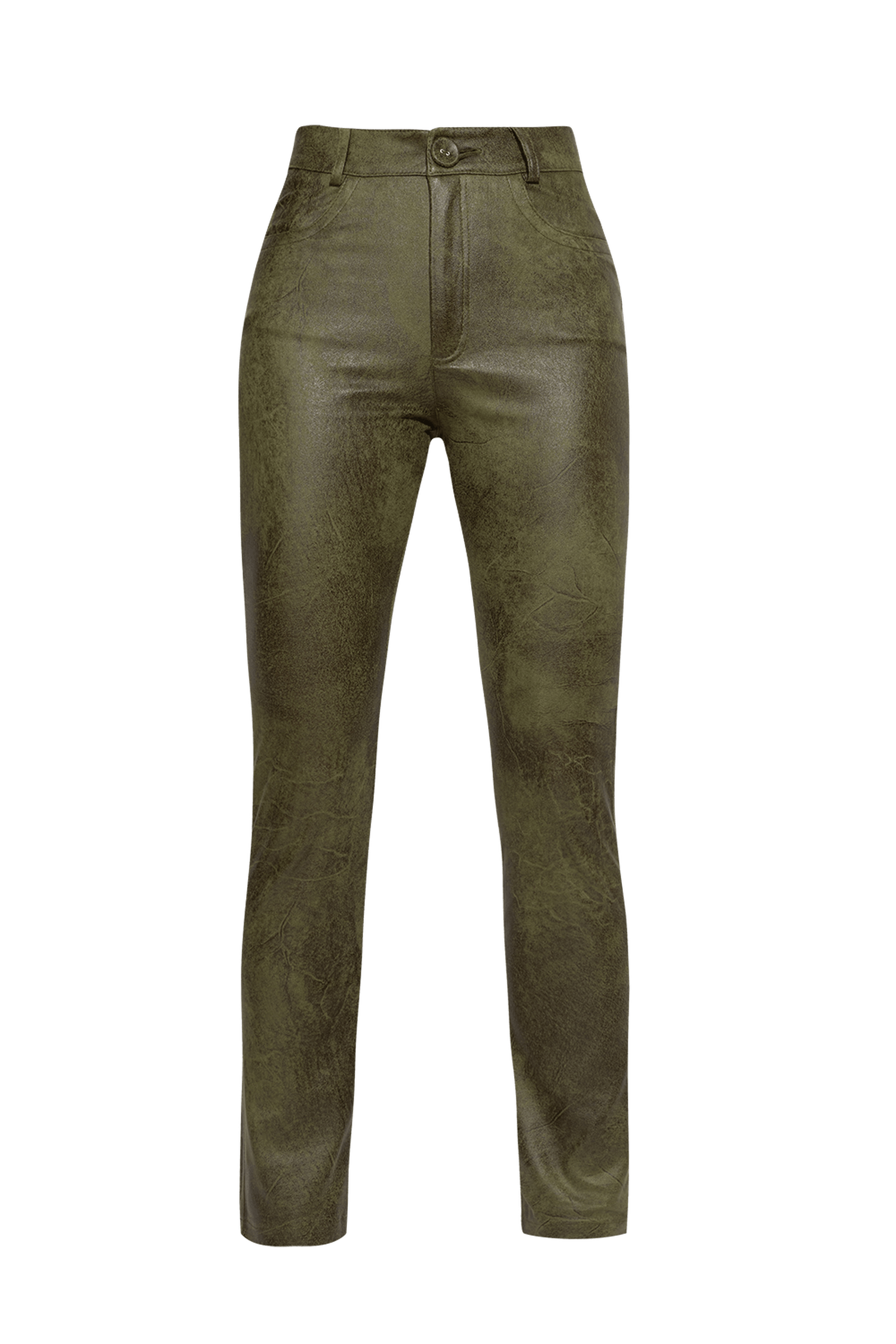 SKINNY 5-POCKET PANTS IN OLIVE GREEN - ESSENTIALS