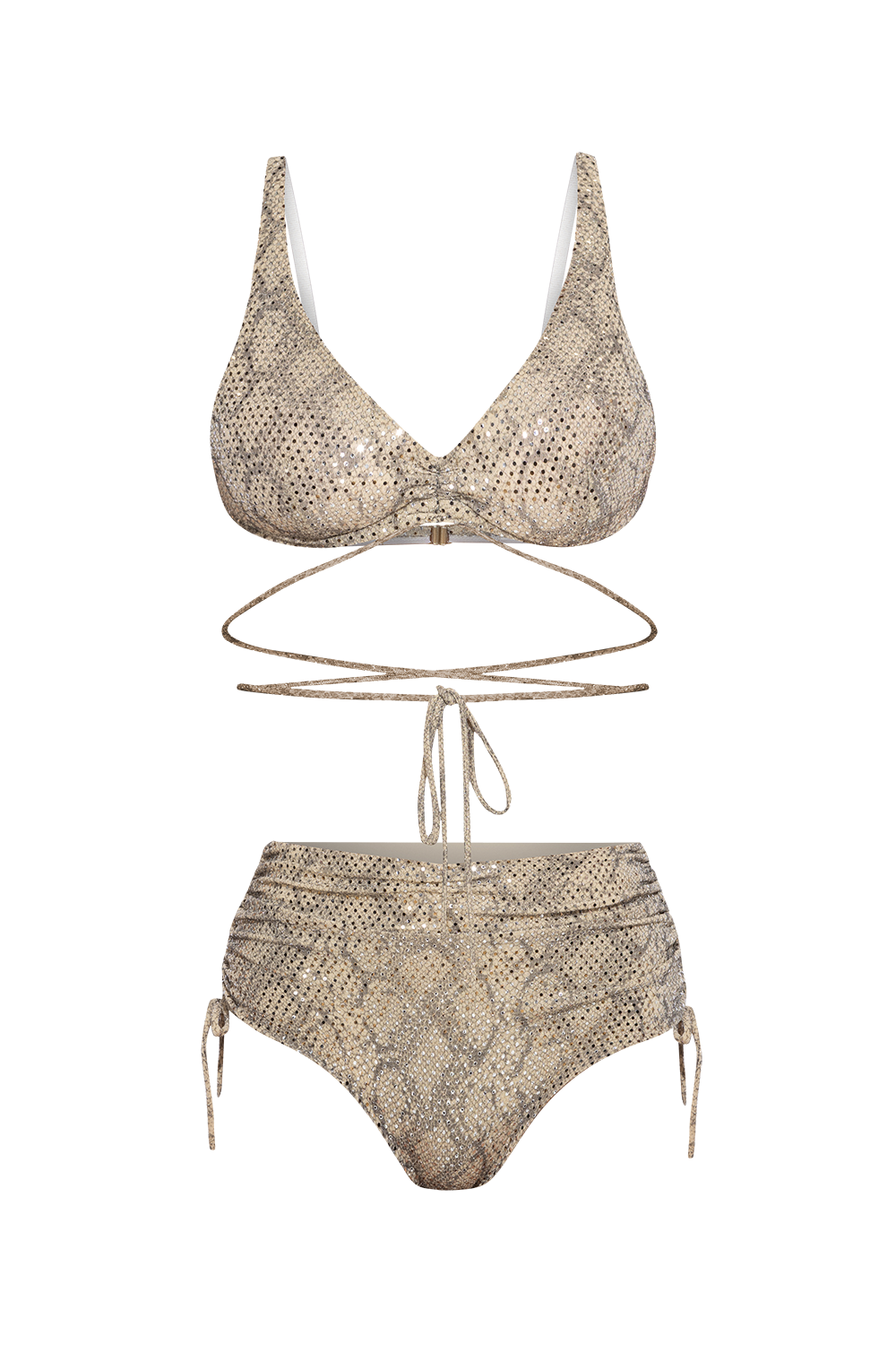 TRIANGLE TOP IN BEIGE WITH GLITTER - ESSENTIALS