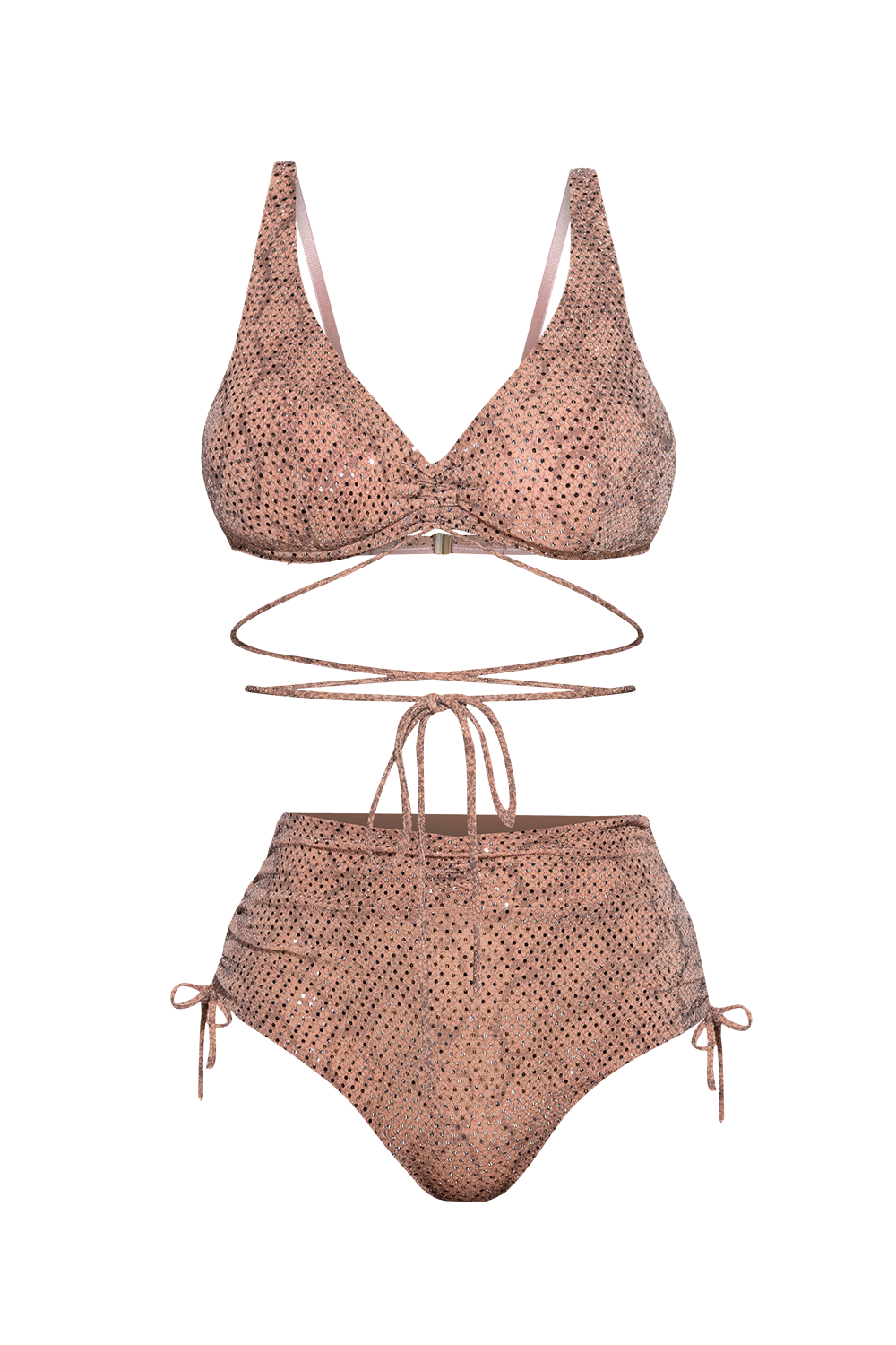 HIGH WAIST BOTTOM IN POWDER WITH GLITTER - ESSENTIALS