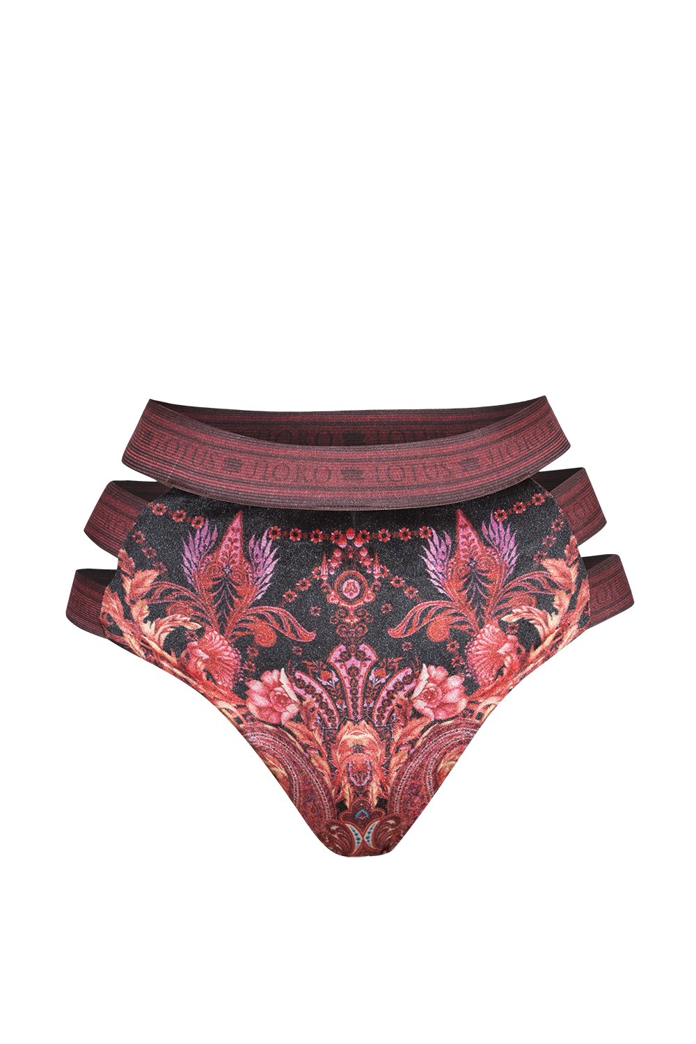 Bas de bikini en velours taille haute - Paisley foncé