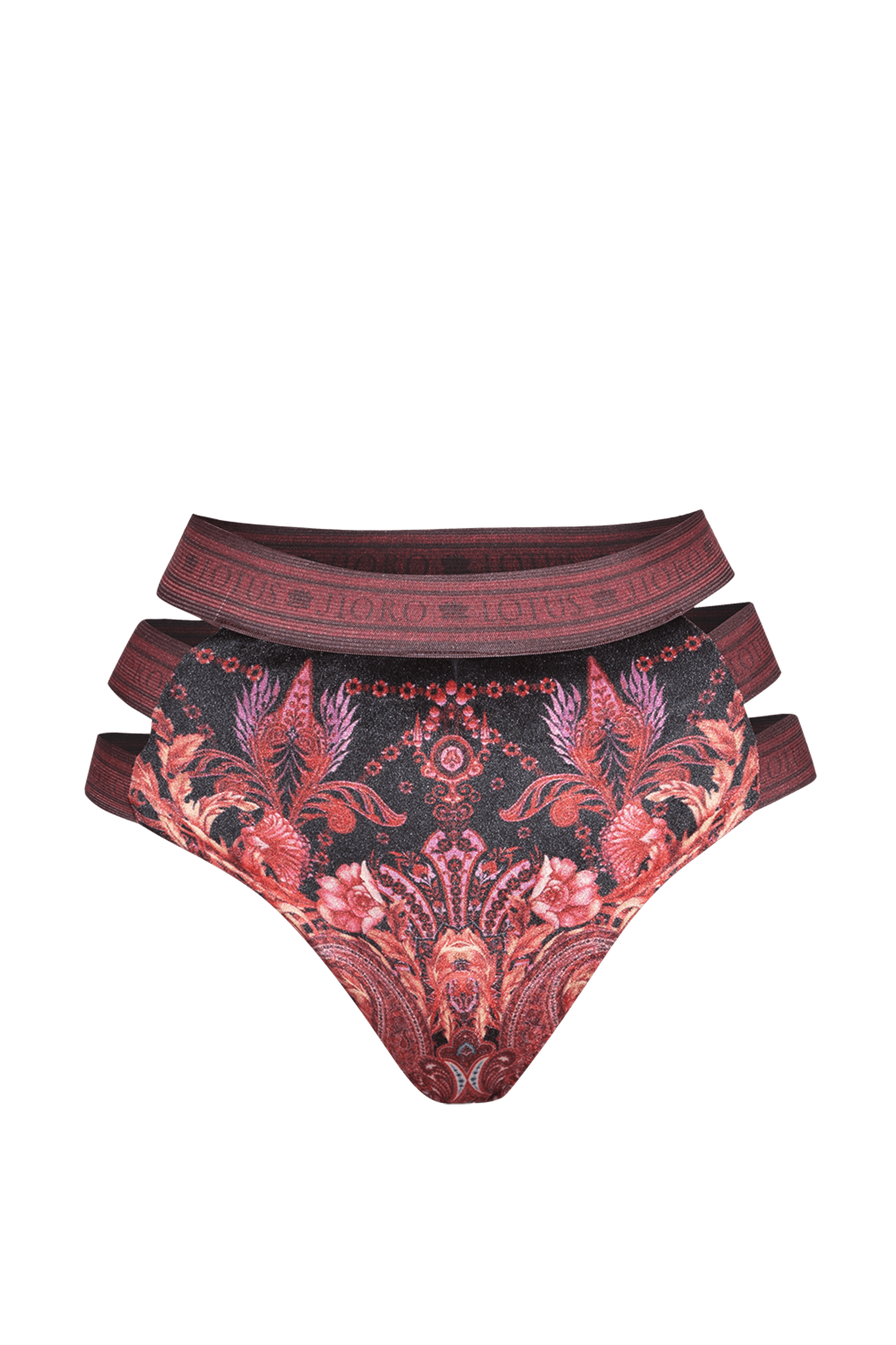 Bas de bikini en velours taille haute - Paisley foncé
