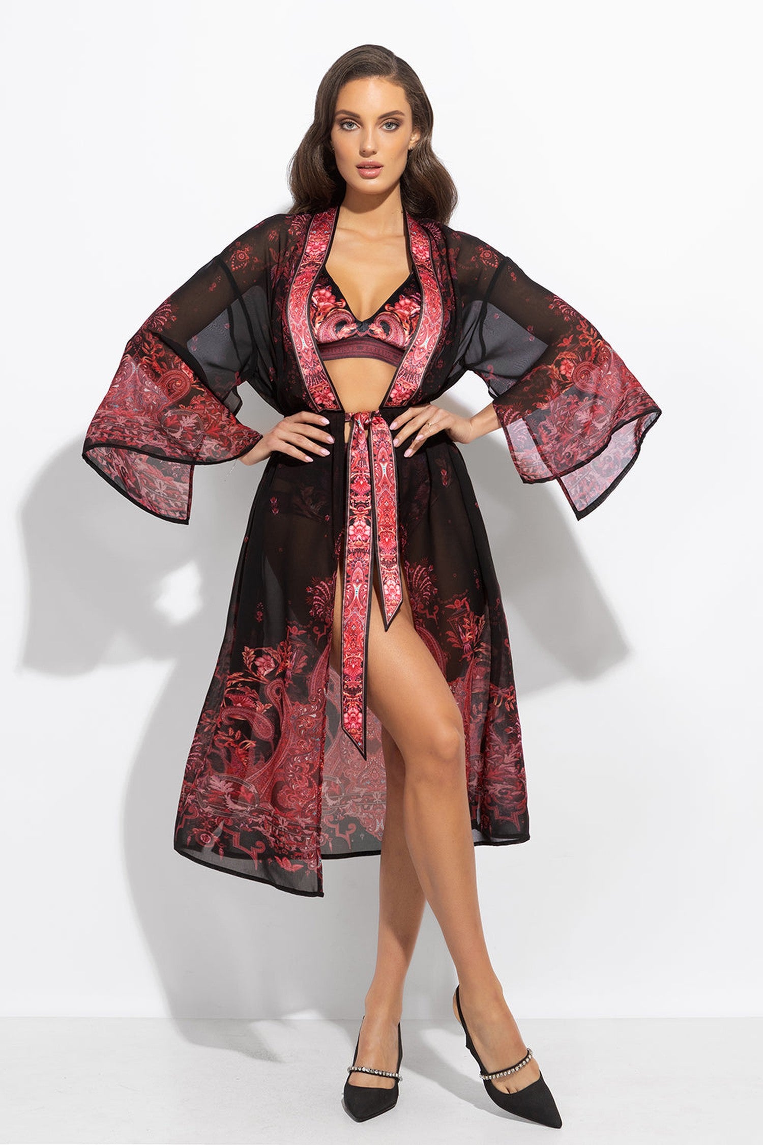 FRENCH CHIFFON KIMONO - PAISLEY DARK
