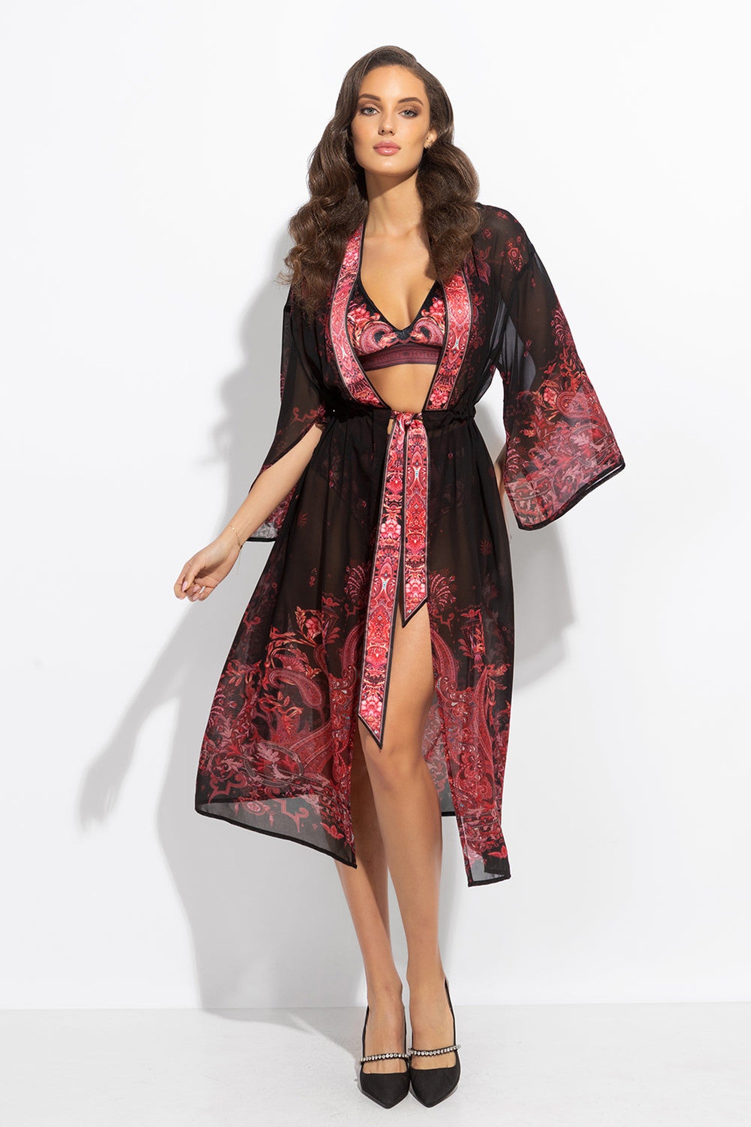 FRENCH CHIFFON KIMONO - PAISLEY DARK