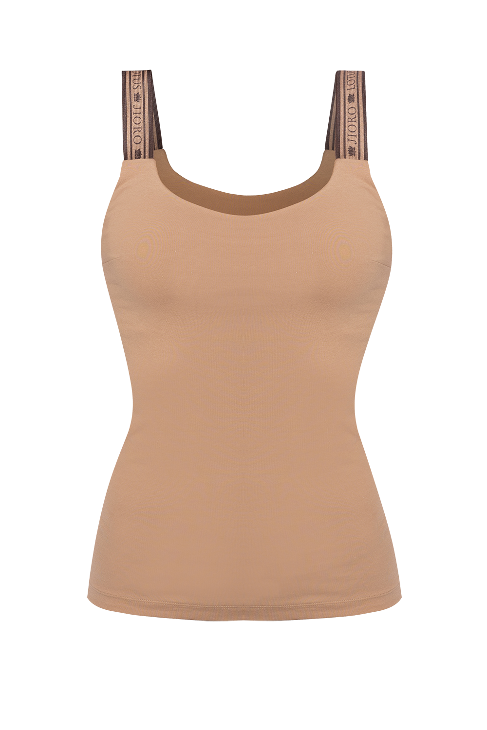 JERSEY TANK TOP WITH ELASTIC STRAPS IN BEIGE - MOCHA MOUSSE LOGO