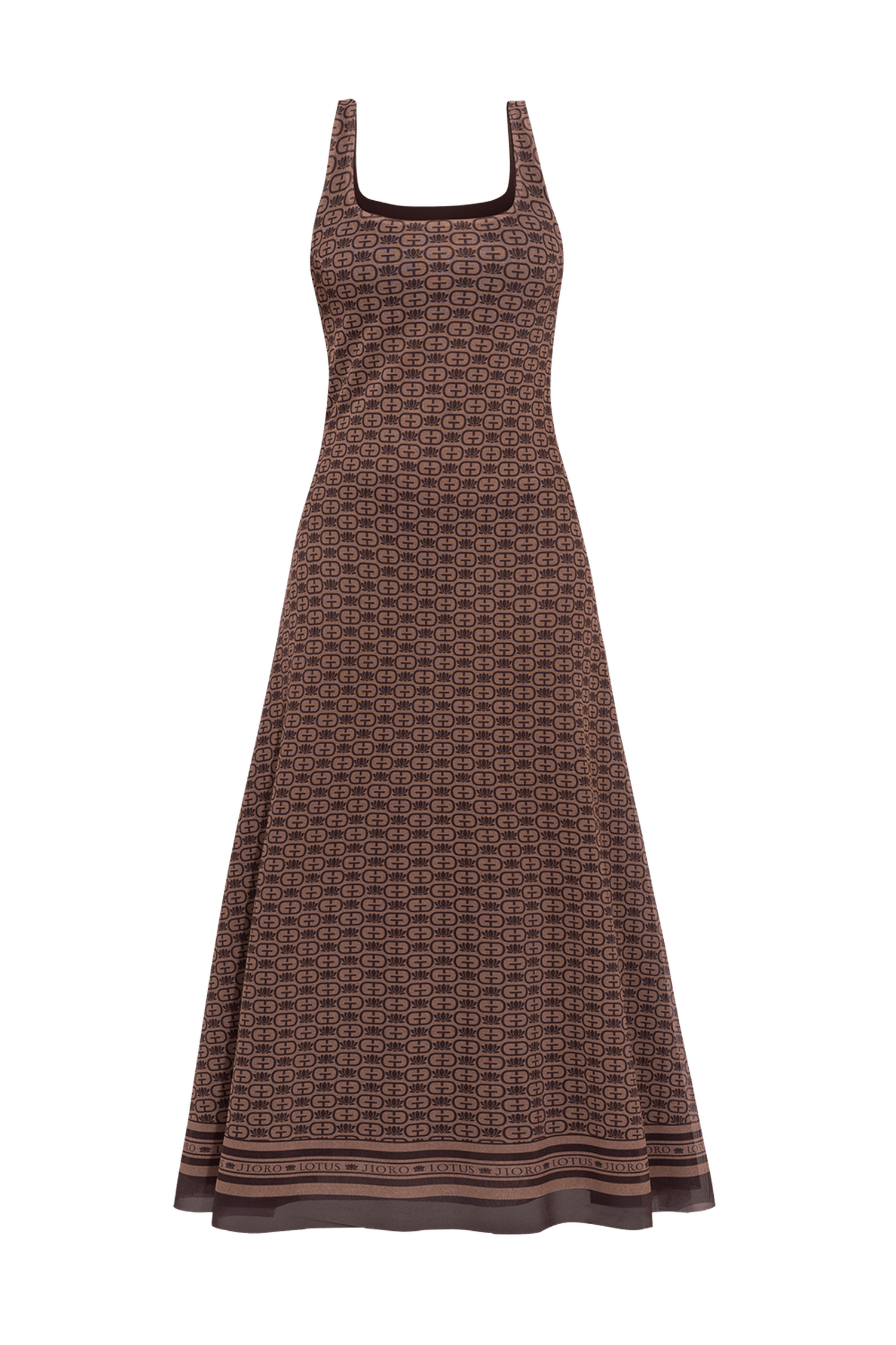 MESH BACKLESS LONG DRESS - MOCHA MOUSSE LOGO