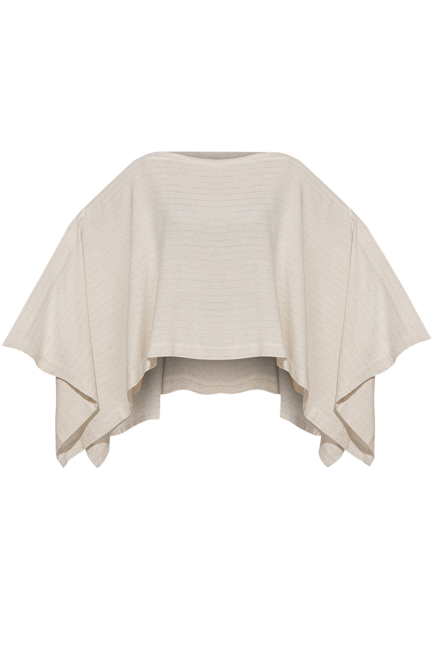 RELAXED VISCOSE-LINEN TUNIC WITH SIDE SLITS IN ECRU STRIPED - ESSENTIALS