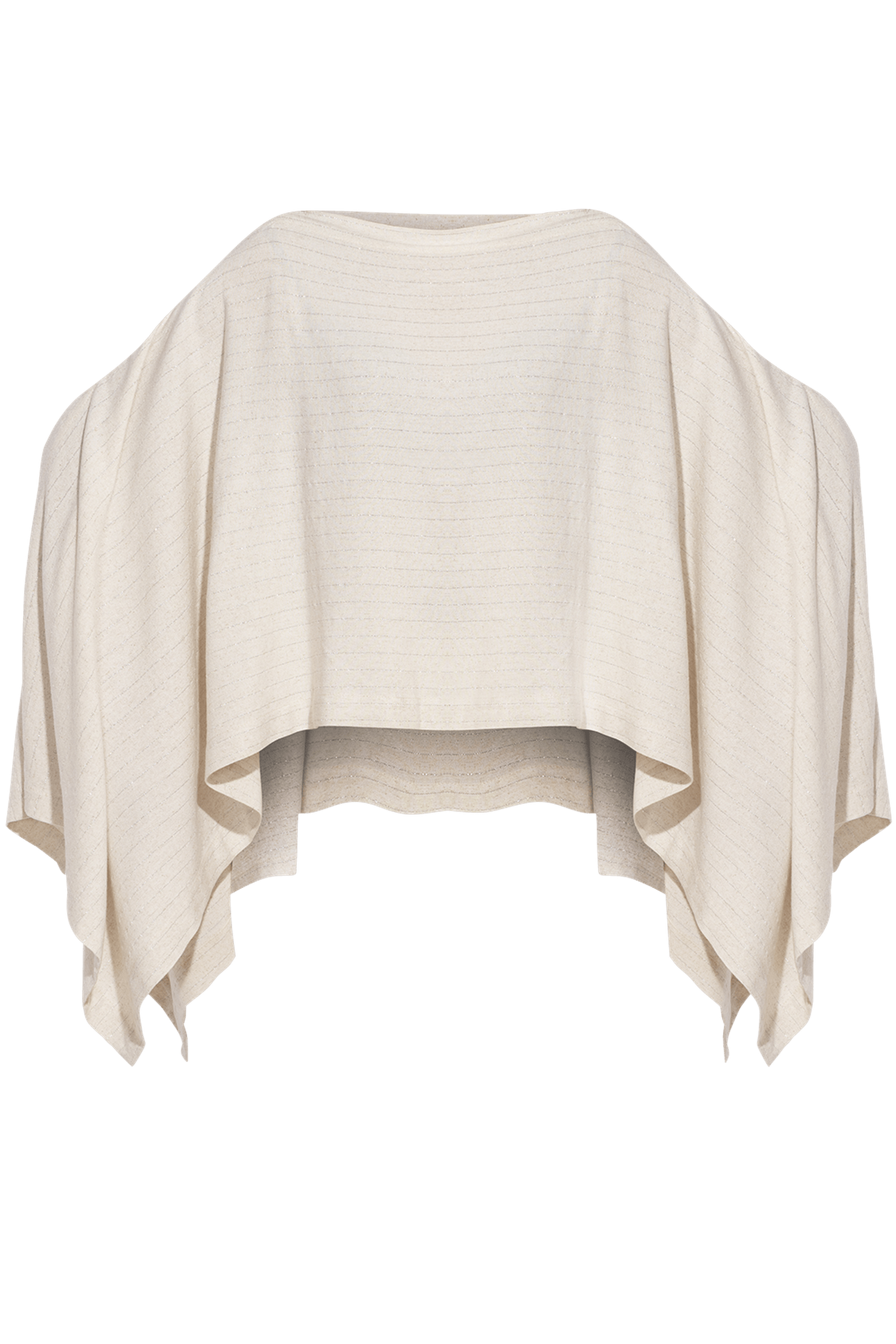 RELAXED VISCOSE-LINEN TUNIC WITH SIDE SLITS IN ECRU STRIPED - ESSENTIALS