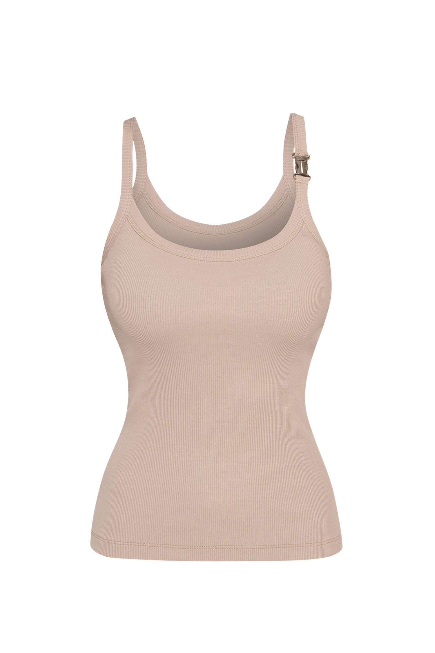 Débardeur côtelé en coton avec fines bretelles en beige - Essentiels