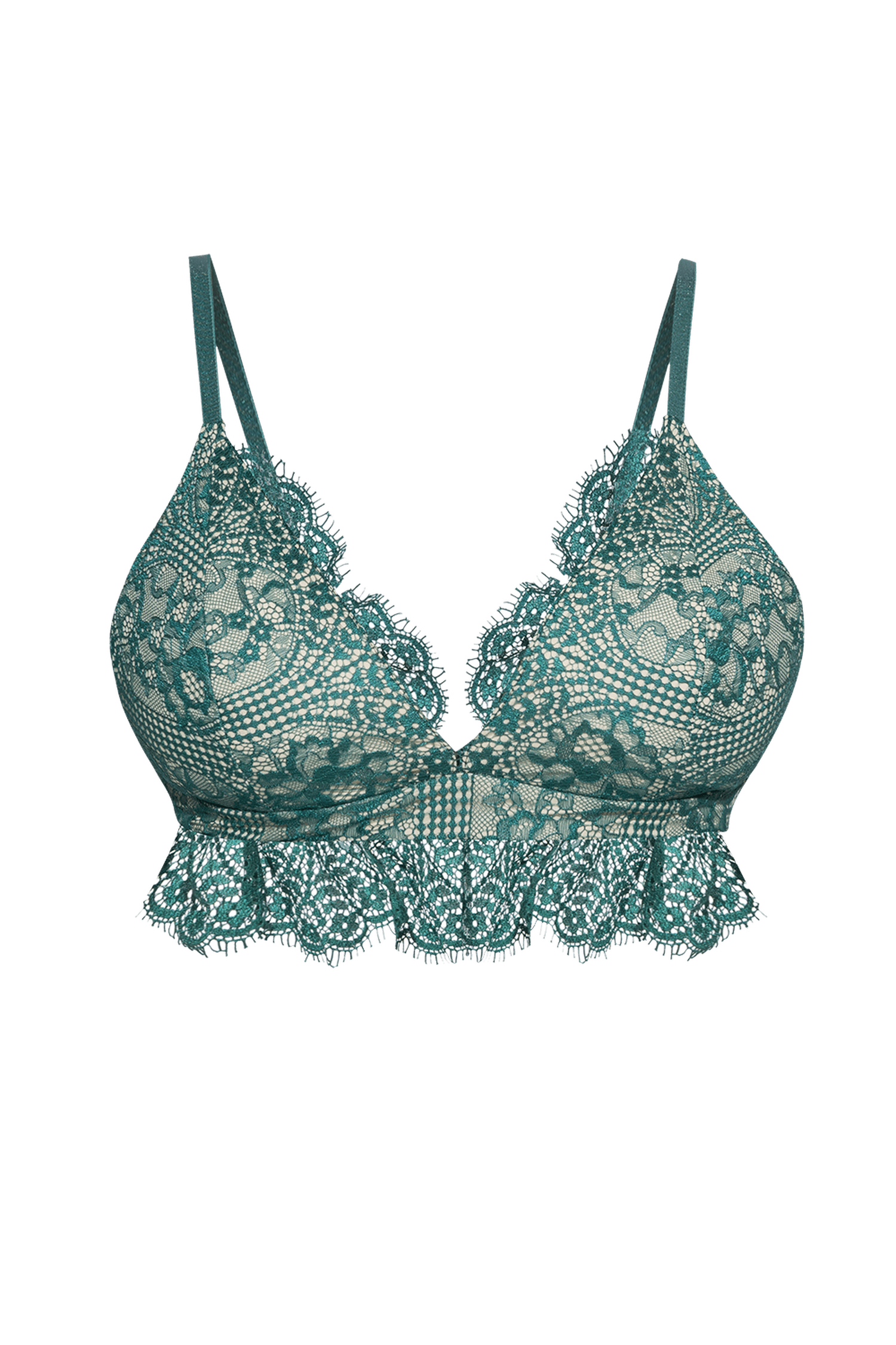 TOP EN DENTELLE VERTE - ESSENTIELS