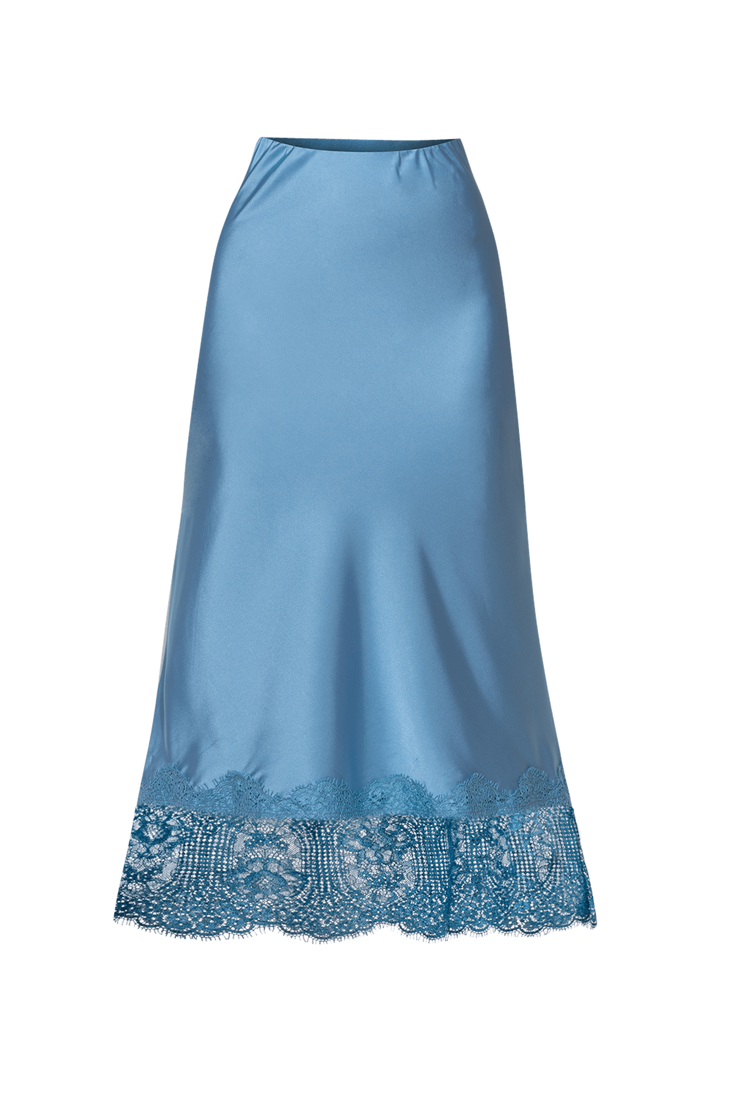 JUPE ÉVASÉE AVEC BORDURE EN DENTELLE EN BLEU CIEL - ESSENTIELS