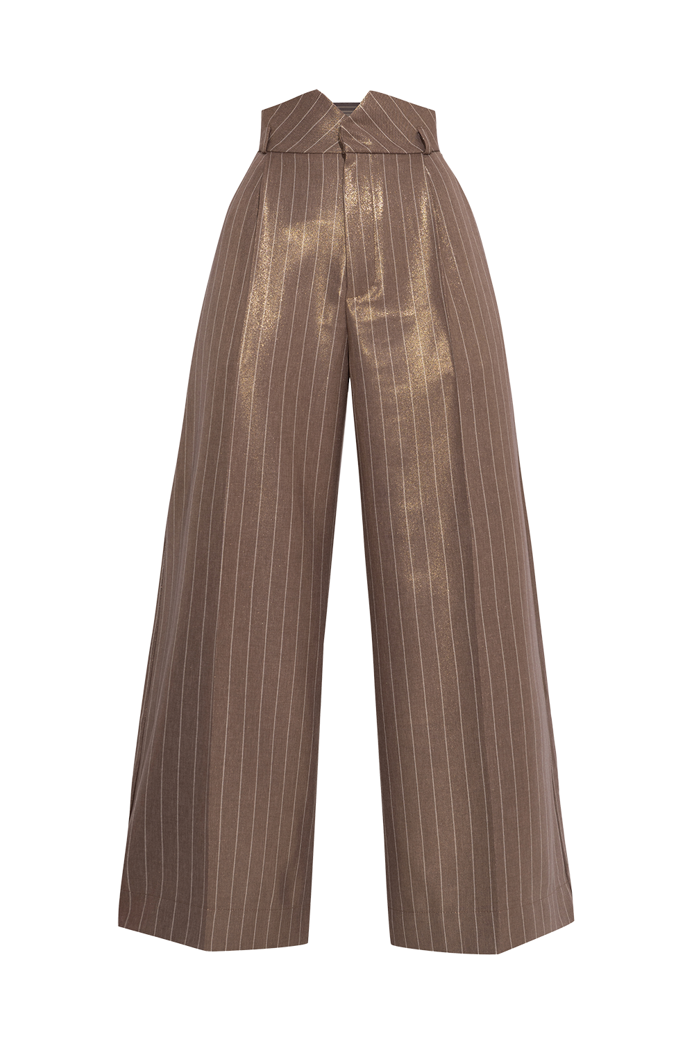 STRIPED PANTS WITH HIGH WAIST AND WIDE LEG IN BEIGE - ESSENTIALS