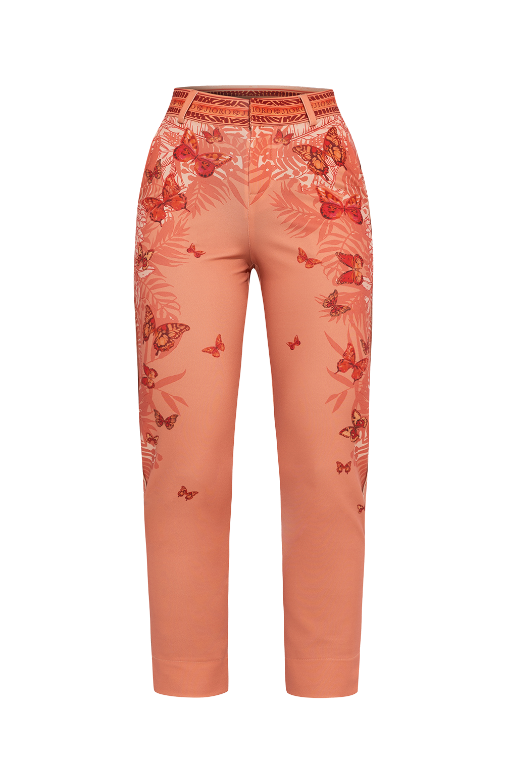 CLASSIC VISCOSE PANTS - PAPAYA BUTTERFLIES JIORO ПАНТАЛОН С КЛАСИЧЕСКА КРОЙКА - PAPAYA BUTTERFLIES JIORO