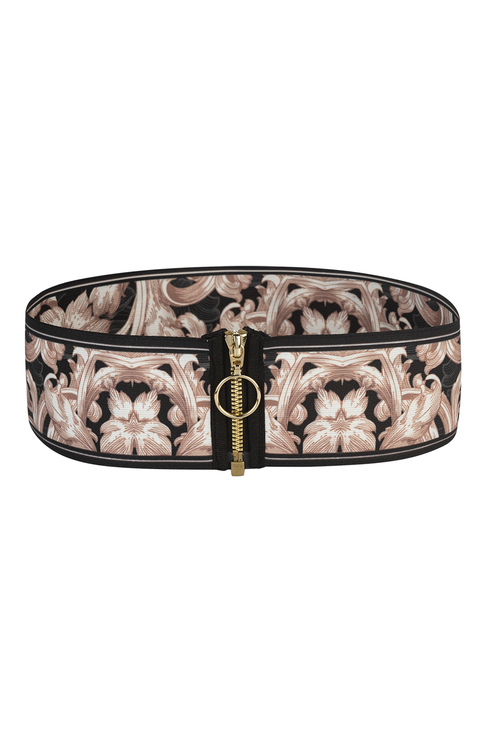 WIDE ELASTIC BELT WITH ZIPPER - BAROQUE PEARL