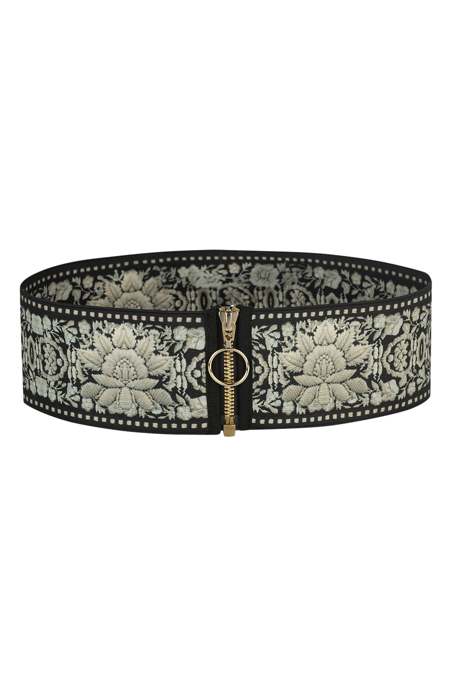 ELASTIC WIDE BELT WITH ZIPPER - FROZEN LOTUS