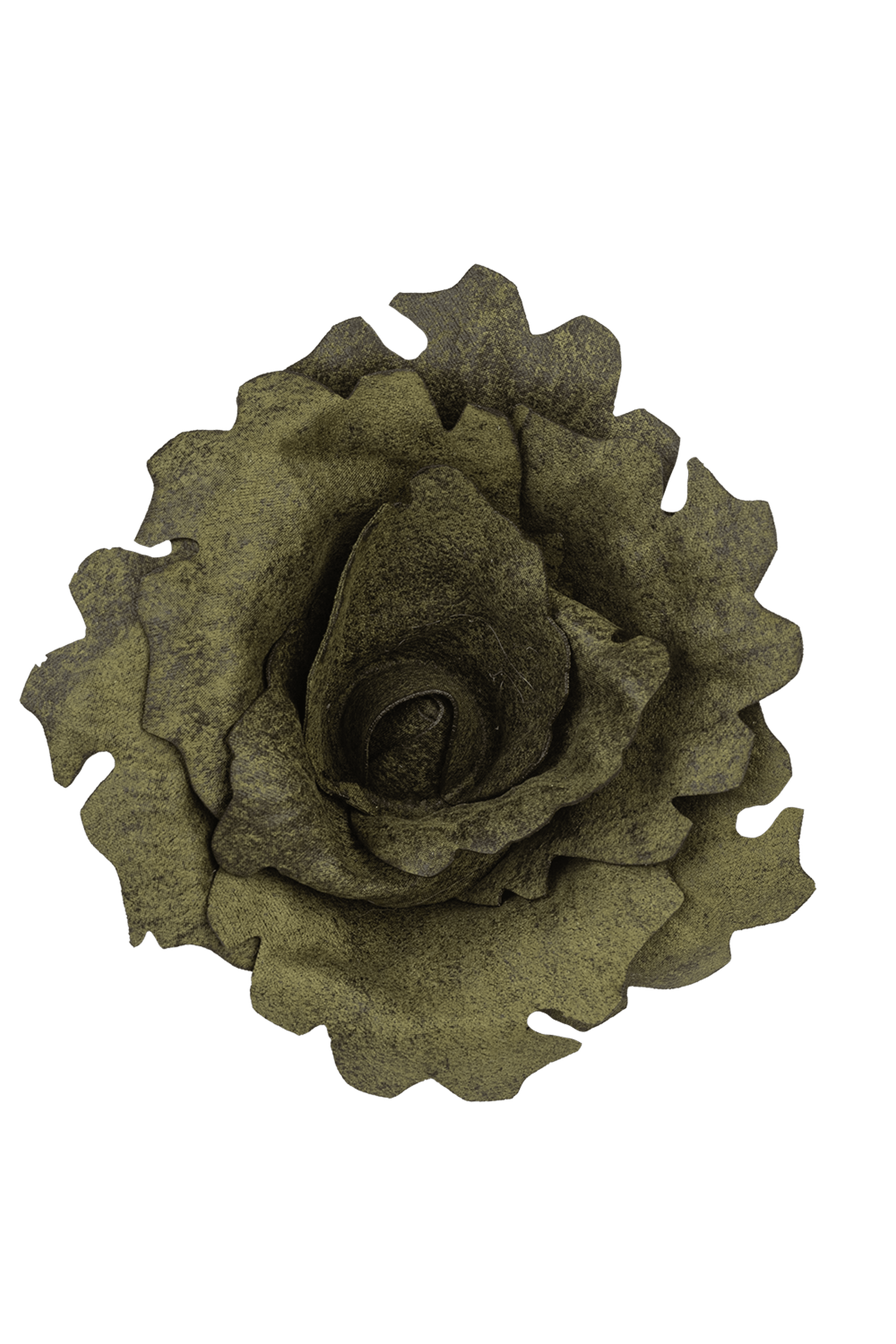BROCHE MOYENNE EN SIMILI DAIM VERT ROSE
