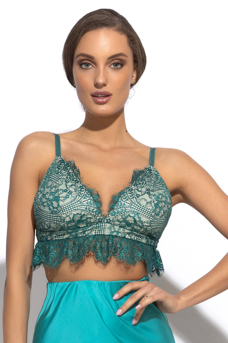TOP EN DENTELLE VERTE - ESSENTIELS