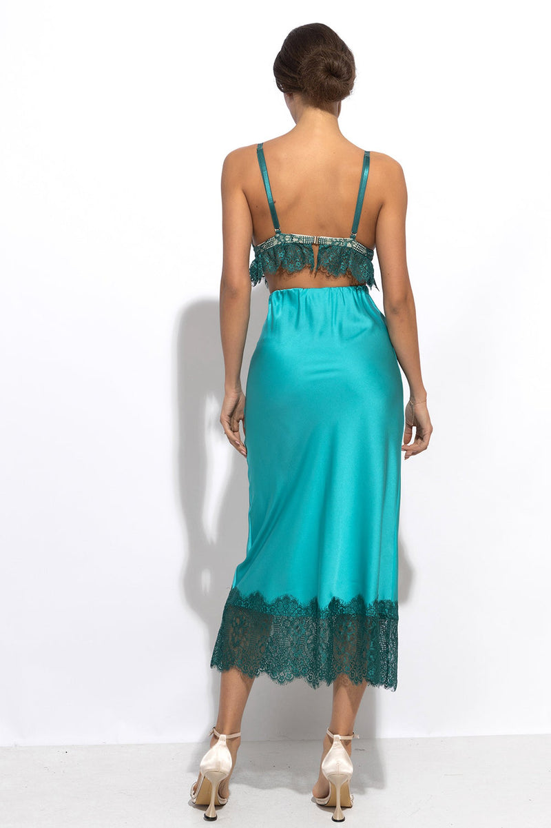 TOP EN DENTELLE VERTE - ESSENTIELS