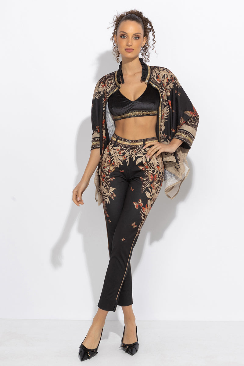 SQUARE TUNIC WITH RUFFLED COLLAR - MIDNIGHT BUTTERFLIES JIORO ПРАВОЪГЪЛНА ТУНИКА С ЯКА С НАБОРИ - MIDNIGHT BUTTERFLIES JIORO