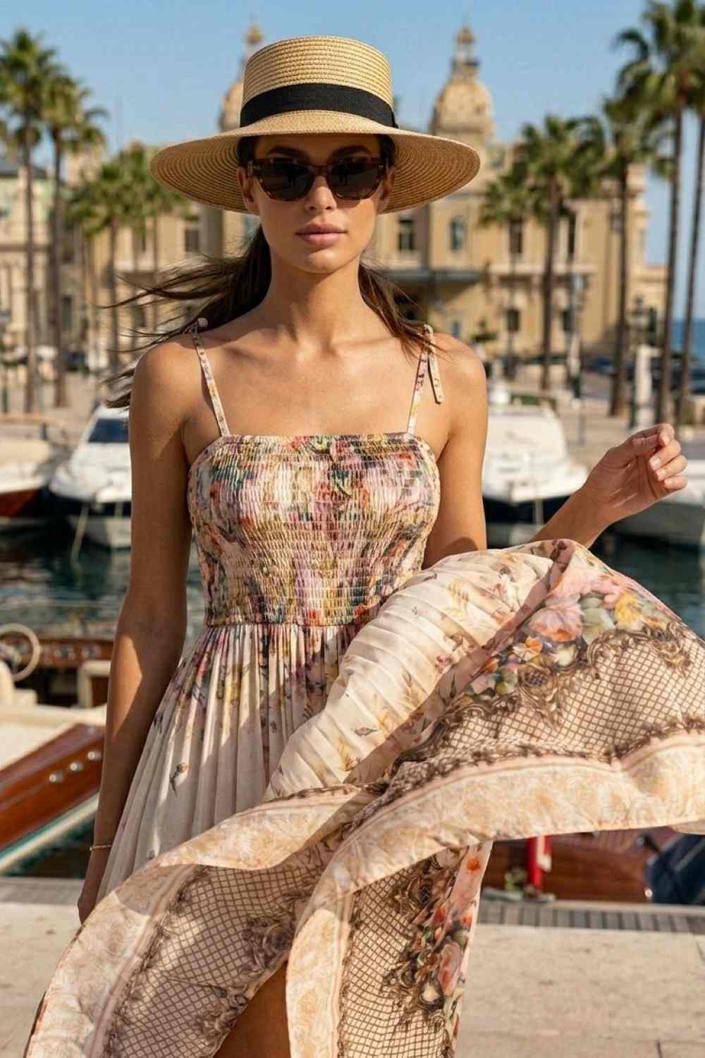 VISCOSE DRESS WITH STRAPS - BAROQUE FLOWERS