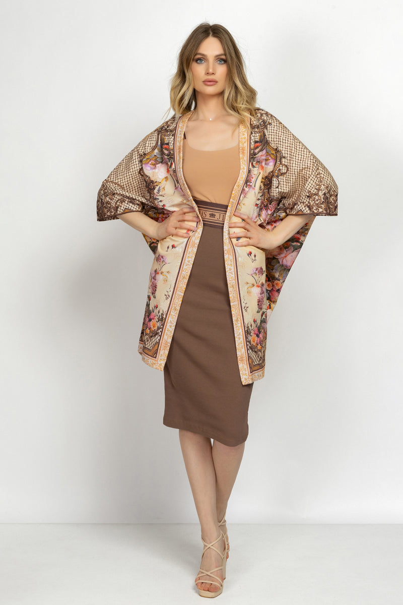 Cardigan en éponge française - Fleurs baroques